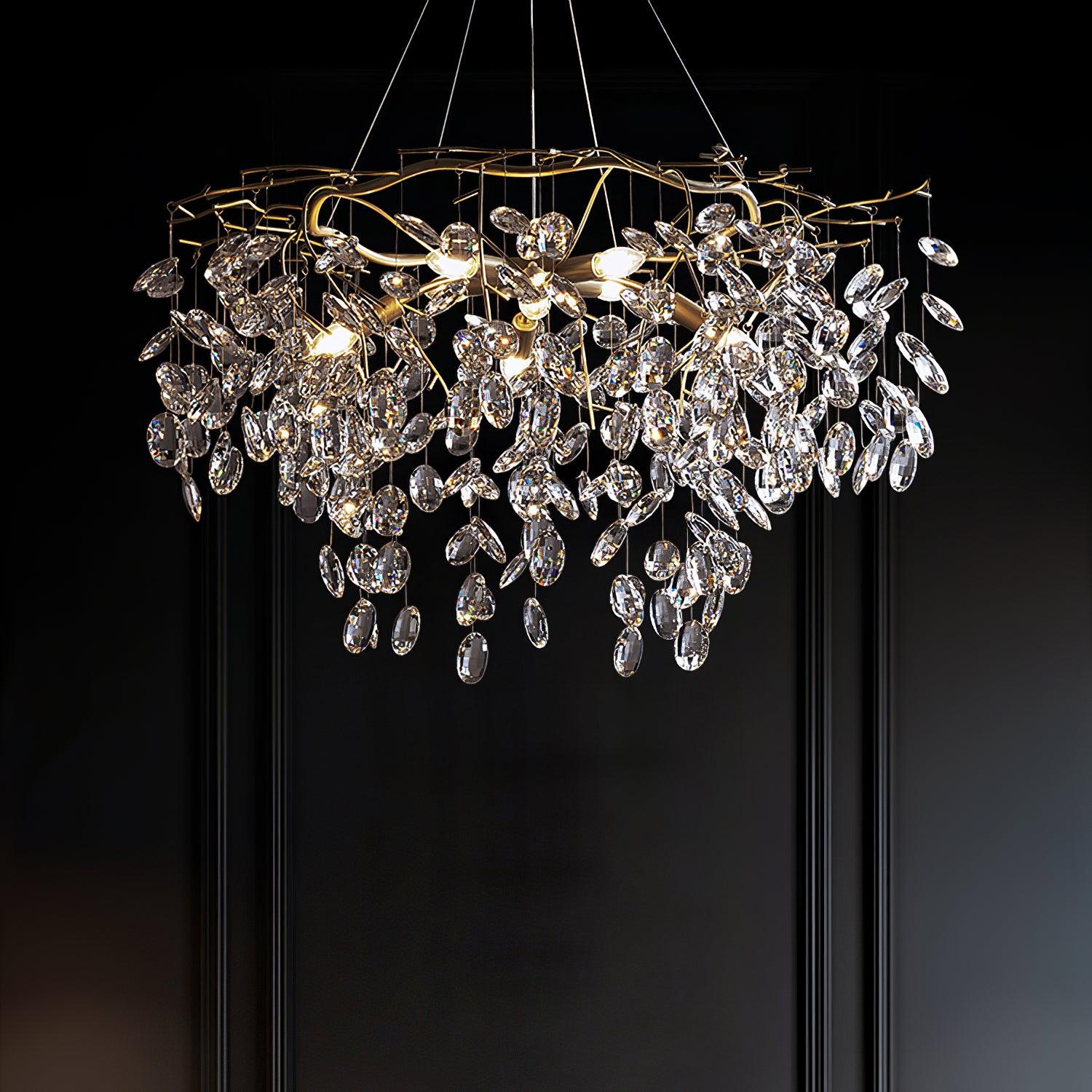 Lustra Chandelier Cristal Branche Or LED - Neutralighting