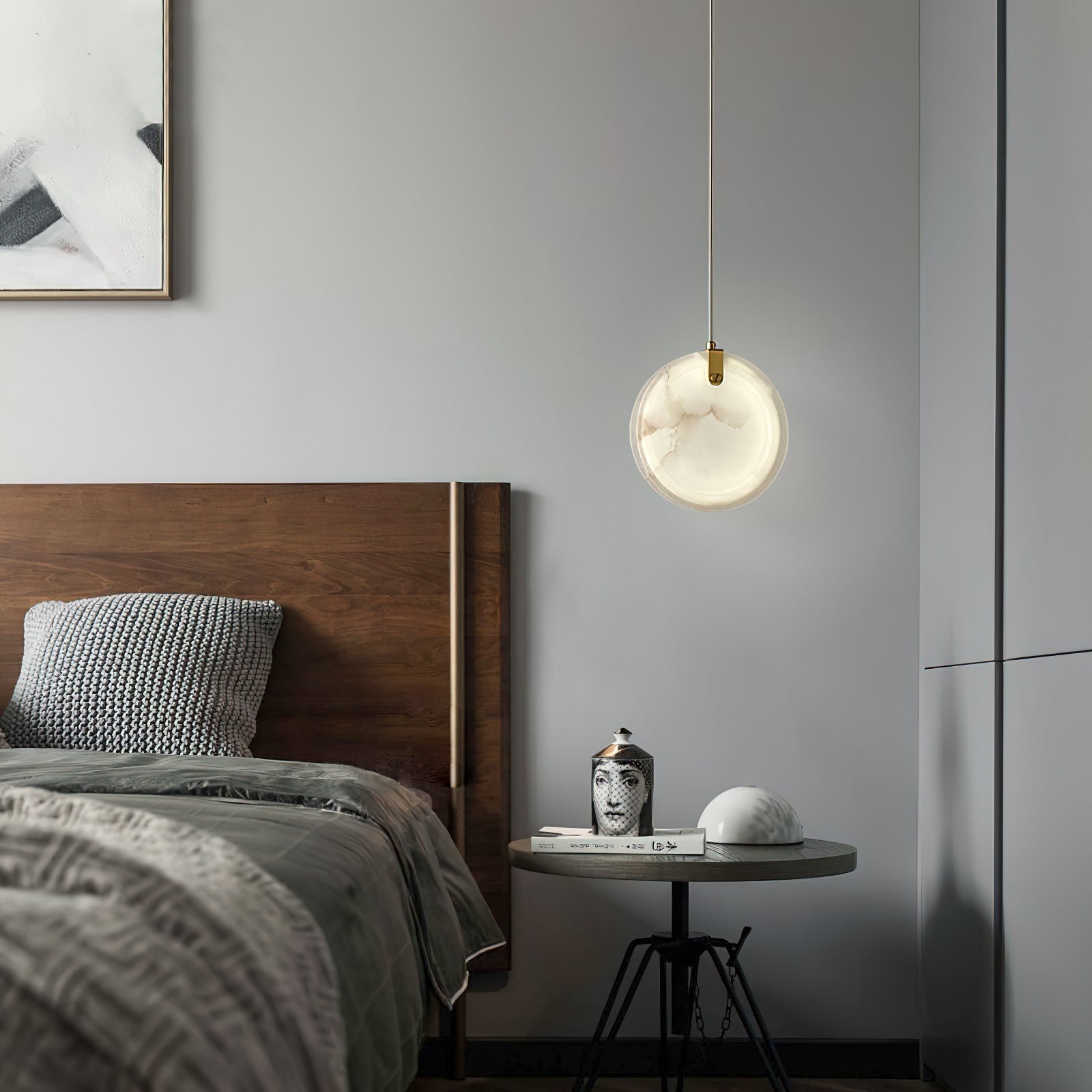 Utalionis Modern Minimalist Brass Alabaster Pendant Light - Lamp Copper