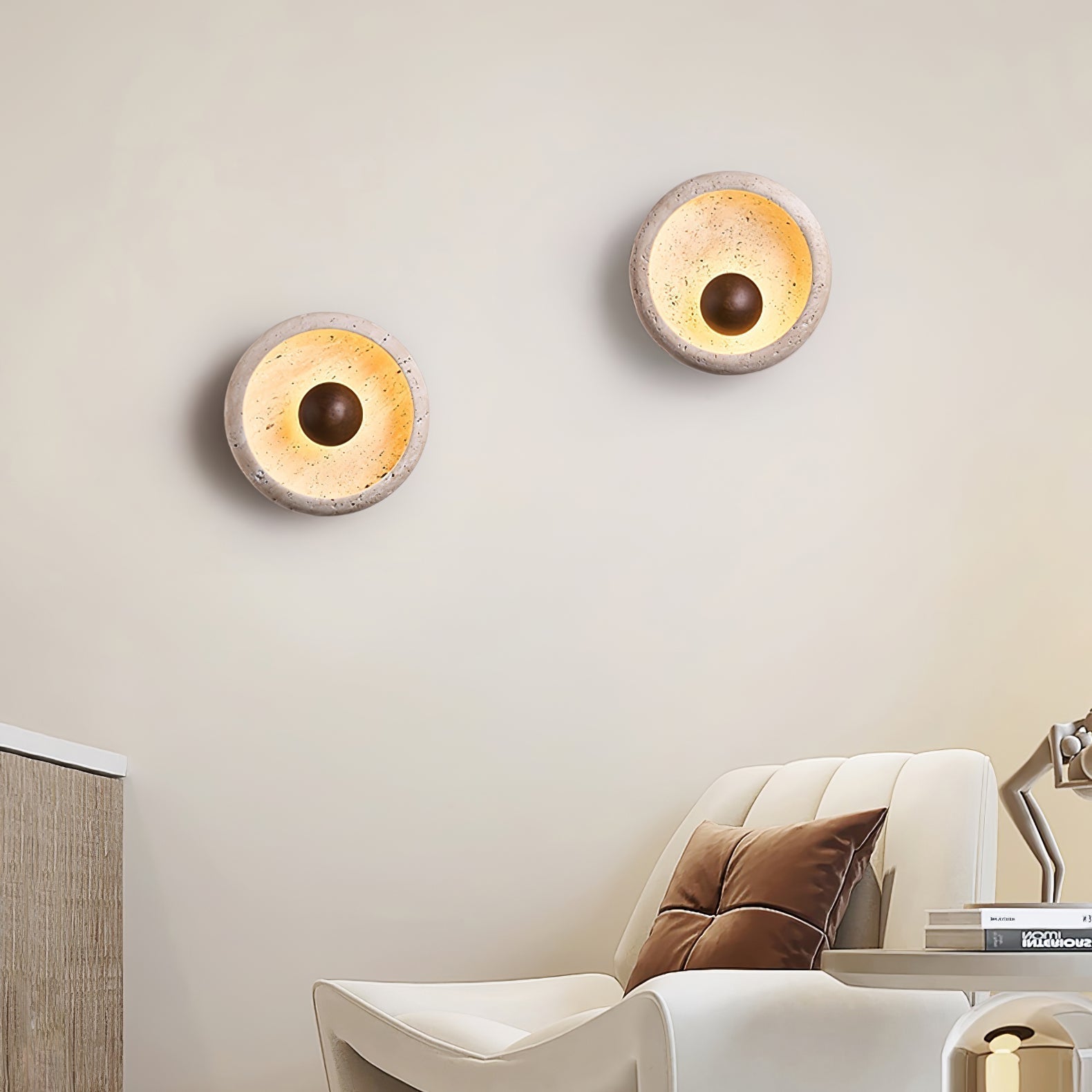 Covynila Applique Murale en Travertin Forme d'Orbe - Neutralighting