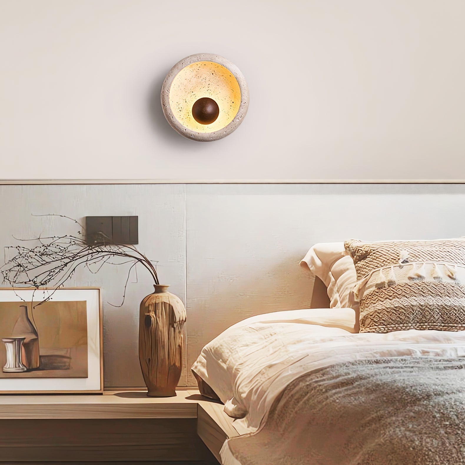 Covynila Applique Murale en Travertin Forme d'Orbe - Neutralighting