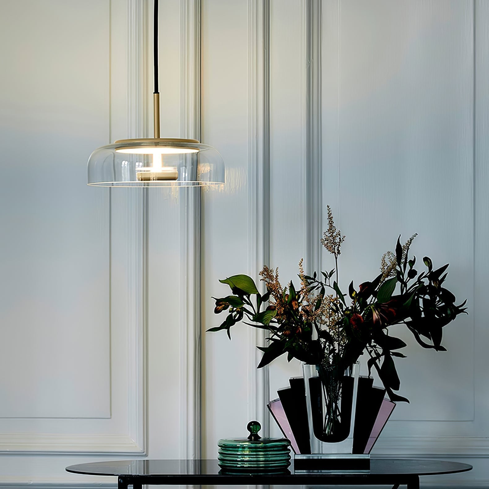 Lustra Suspension en Verre Transparent Élégante - Neutralighting