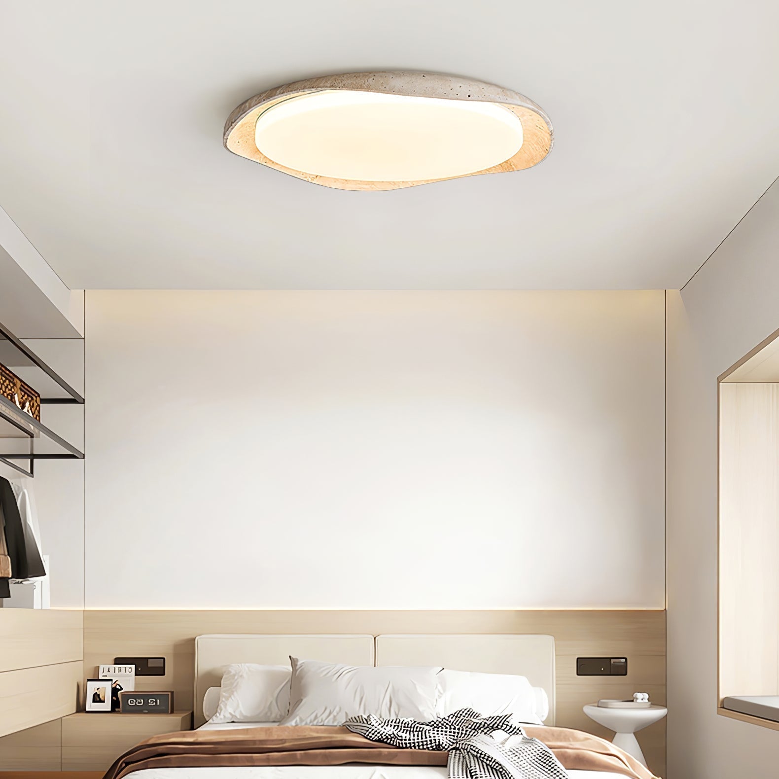 Adoros Plafonnier Circulaire Bordé en Travertin - Neutralighting