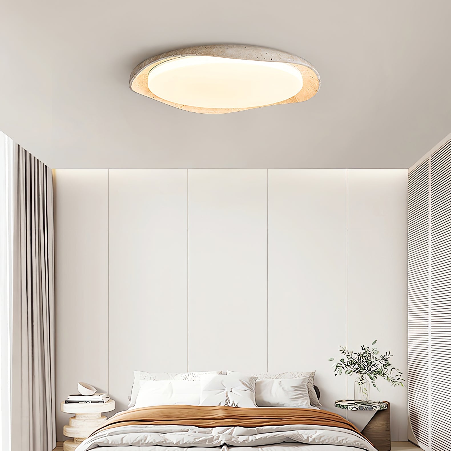 Adoros Plafonnier Circulaire Bordé en Travertin - Neutralighting