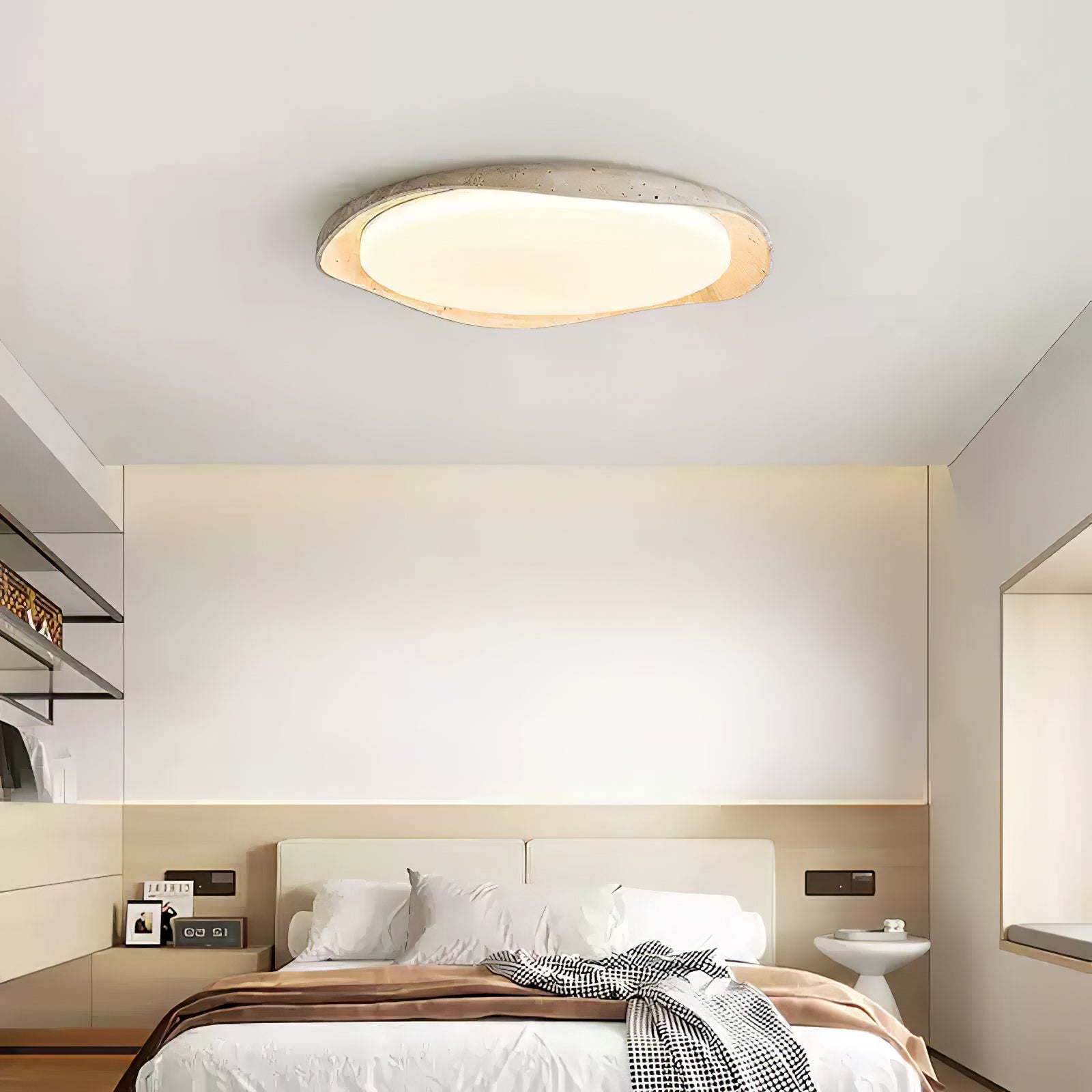 Adoros Plafonnier Circulaire Bordé en Travertin - Neutralighting