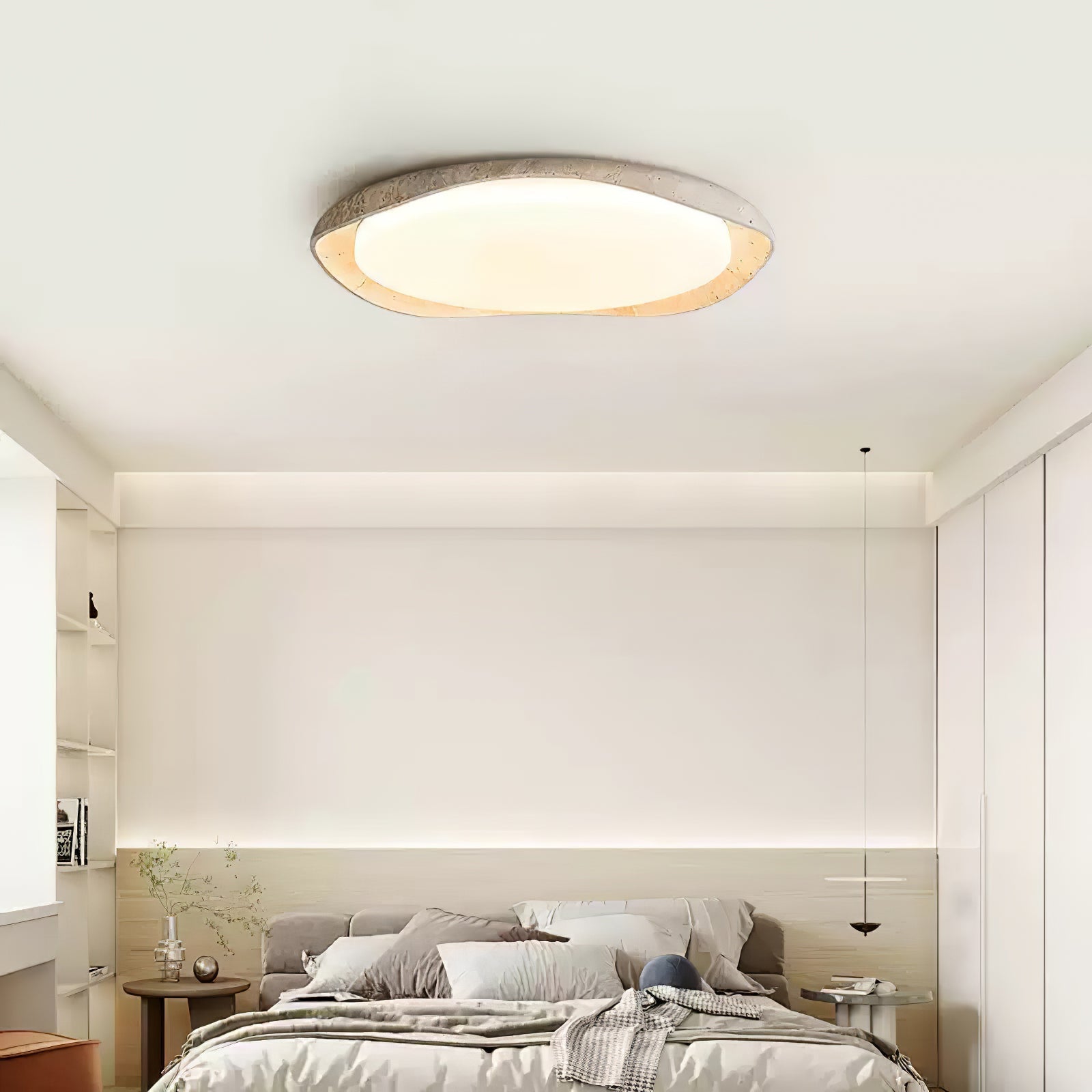 Adoros Plafonnier Circulaire Bordé en Travertin - Neutralighting