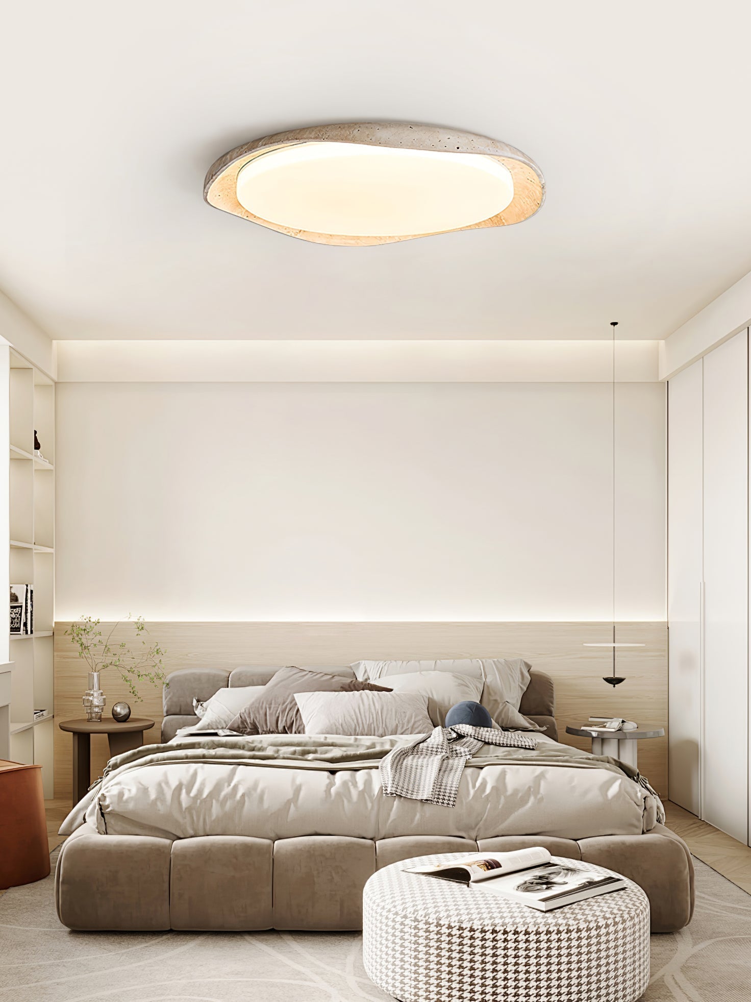 Adoros Plafonnier Circulaire Bordé en Travertin - Neutralighting