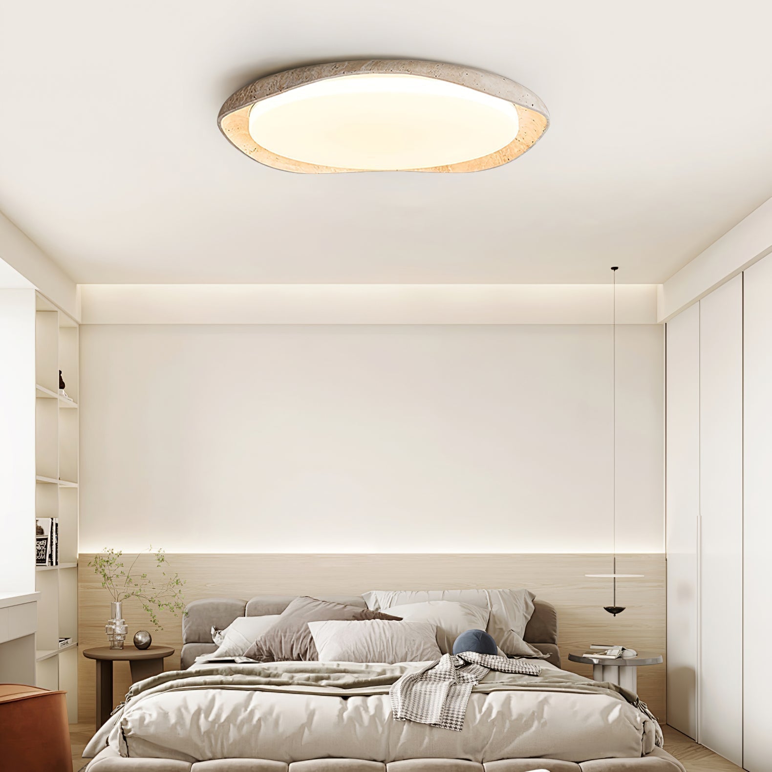 Adoros Plafonnier Circulaire Bordé en Travertin - Neutralighting