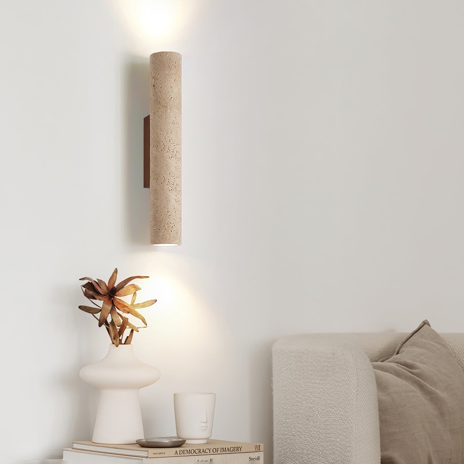 Olvaros Applique Murale Cylindre Mince Travertin - Neutralighting