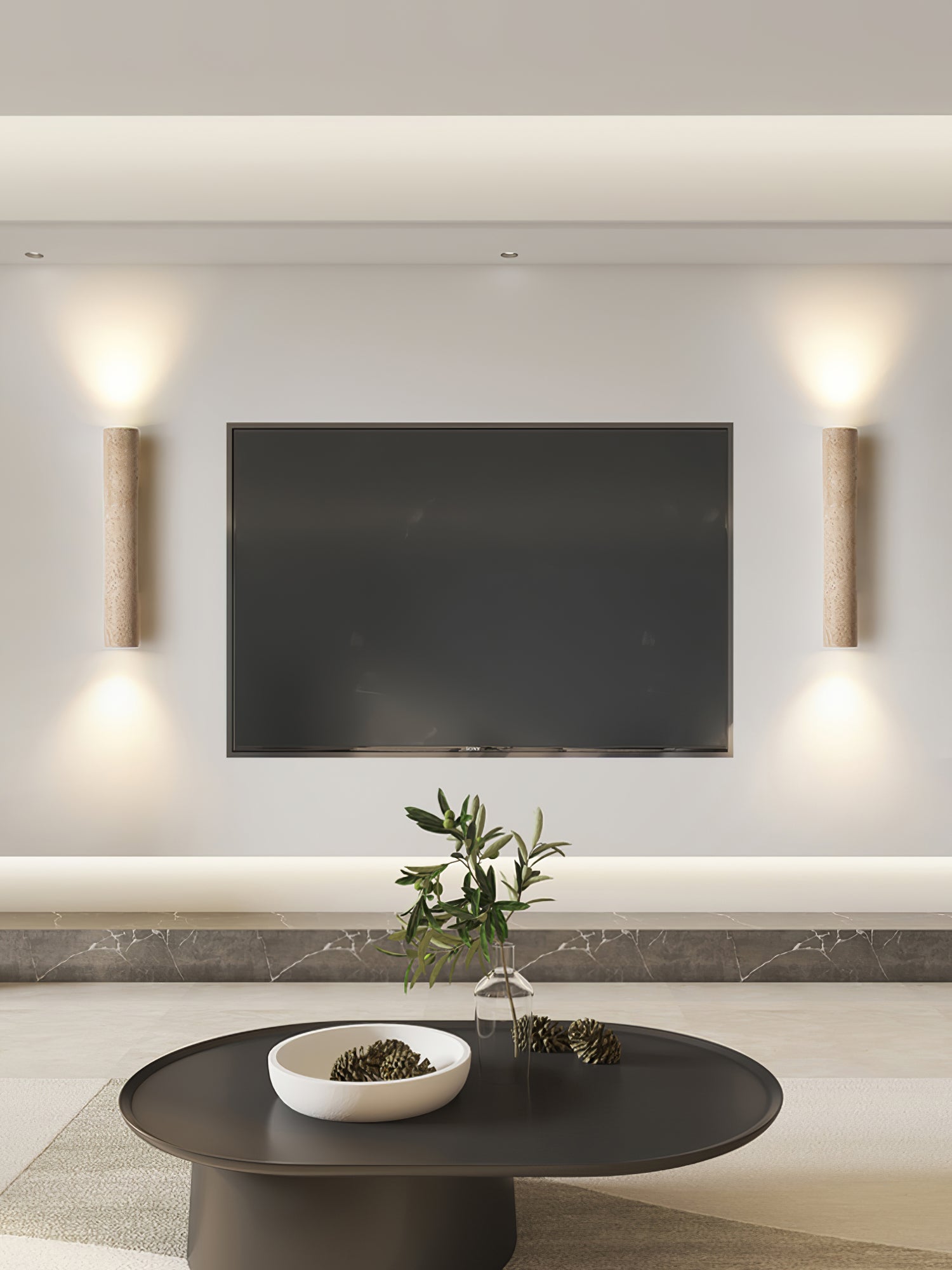Olvaros Applique Murale Cylindre Mince Travertin - Neutralighting