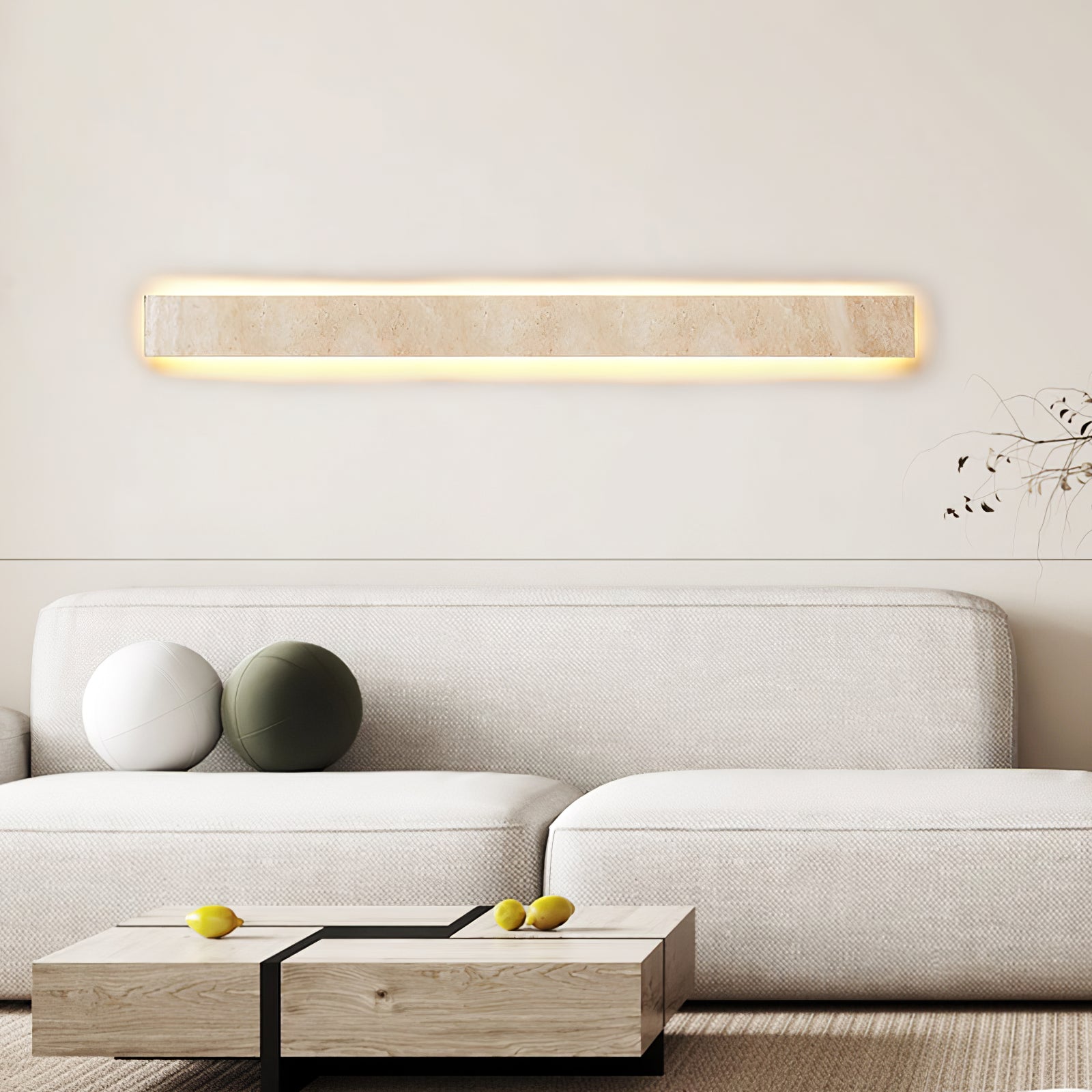 Olnorir Applique Murale Rectangulaire Mince en Travertin - Neutralighting