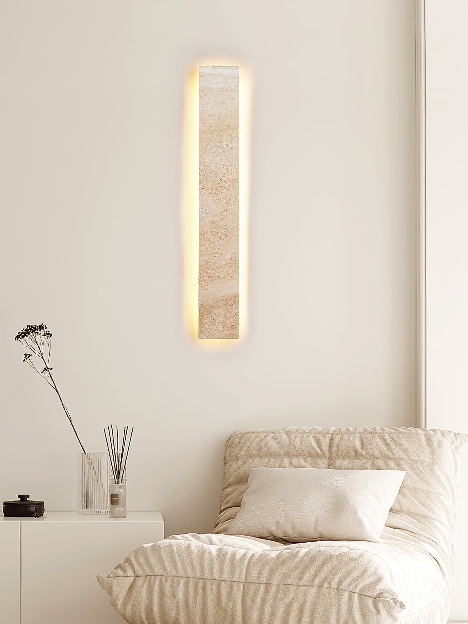 Olnorir Applique Murale Rectangulaire Mince en Travertin - Neutralighting