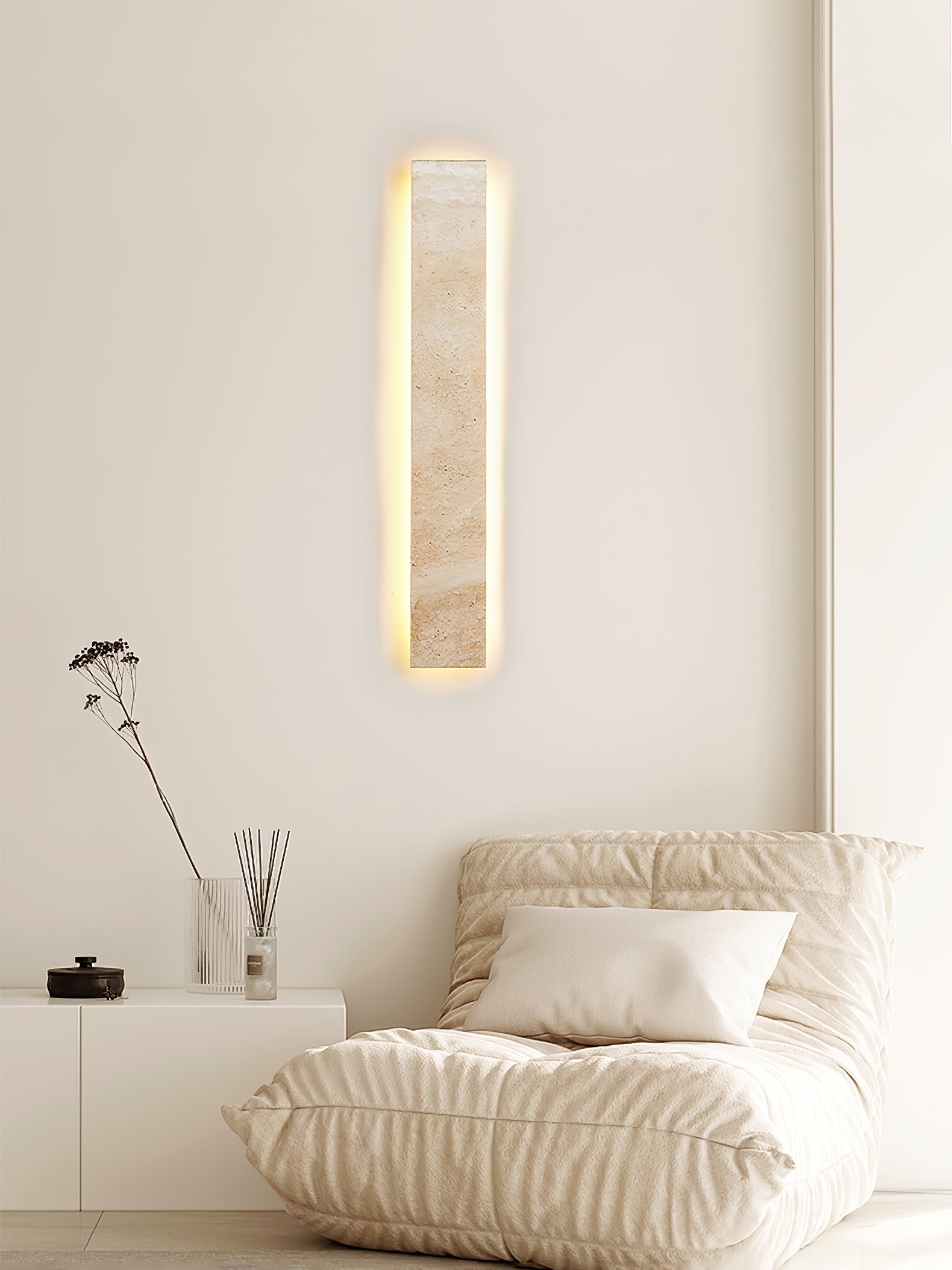 Olnorir Applique Murale Rectangulaire Mince en Travertin - Neutralighting