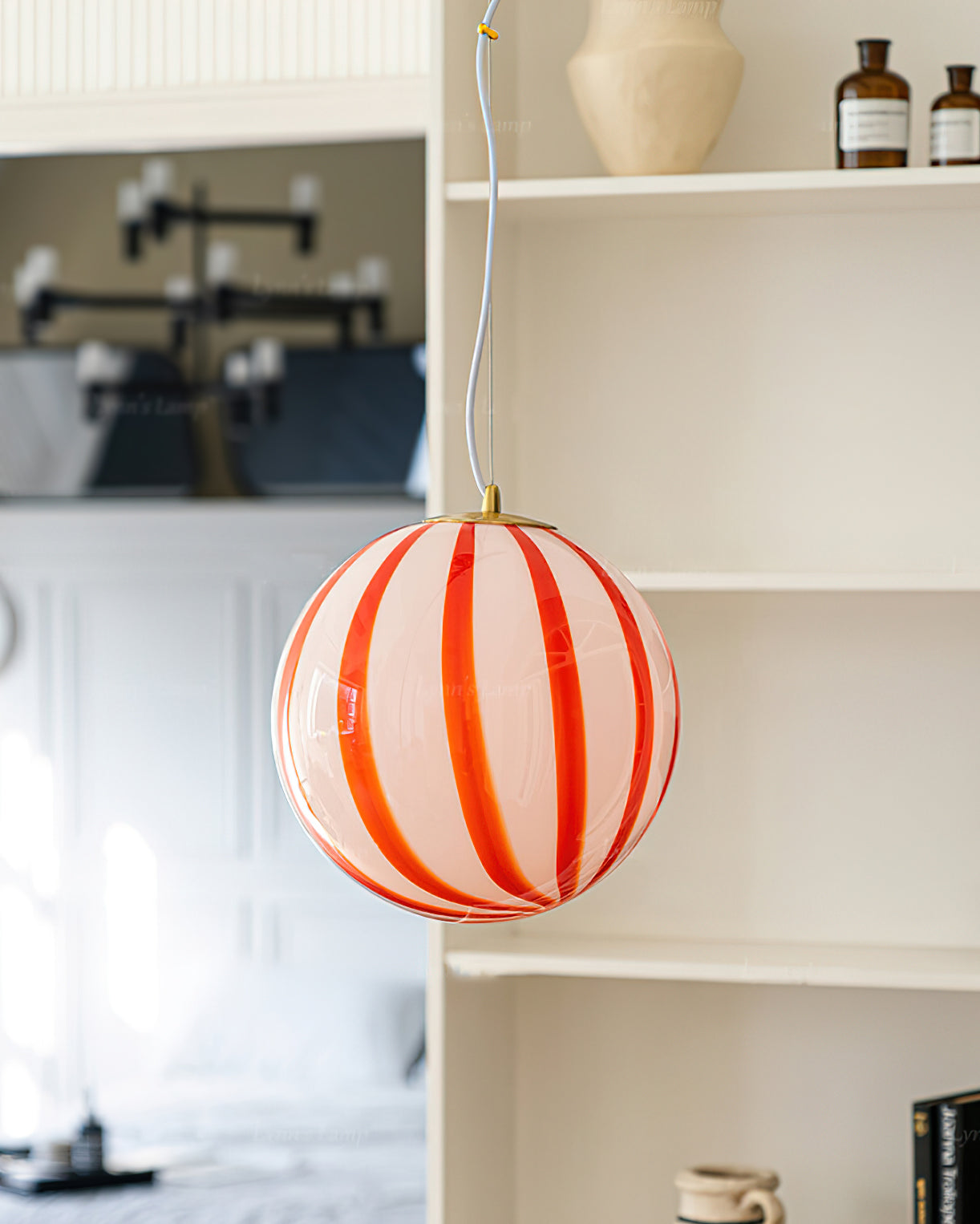 Pendant Light &Glass Shade Striped Globe for Dining Room - Letslighting