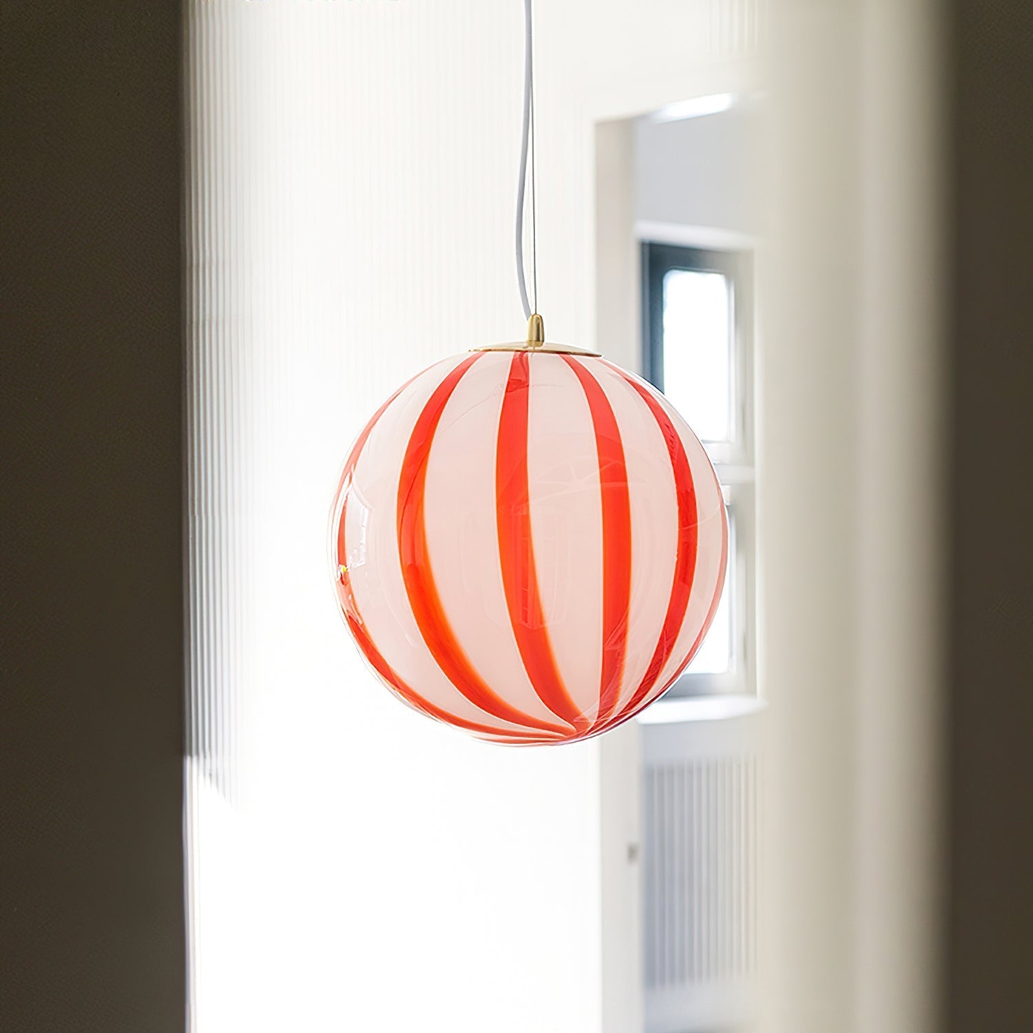 Pendant Light &Glass Shade Striped Globe for Dining Room - Letslighting