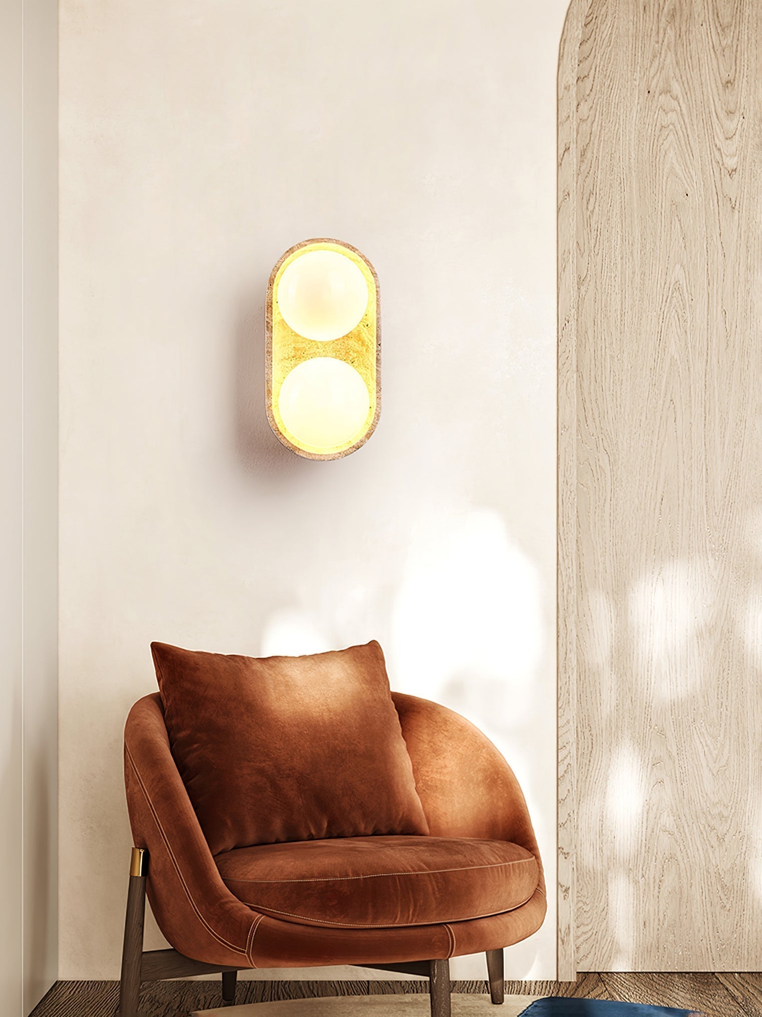 Trio Applique Murale Globe en Travertin - Neutralighting
