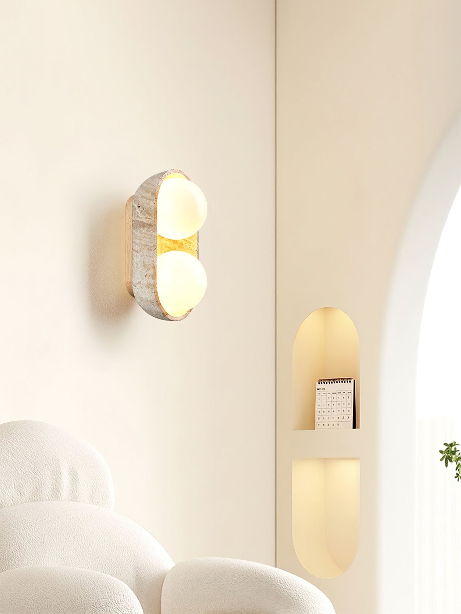 Trio Applique Murale Globe en Travertin - Neutralighting