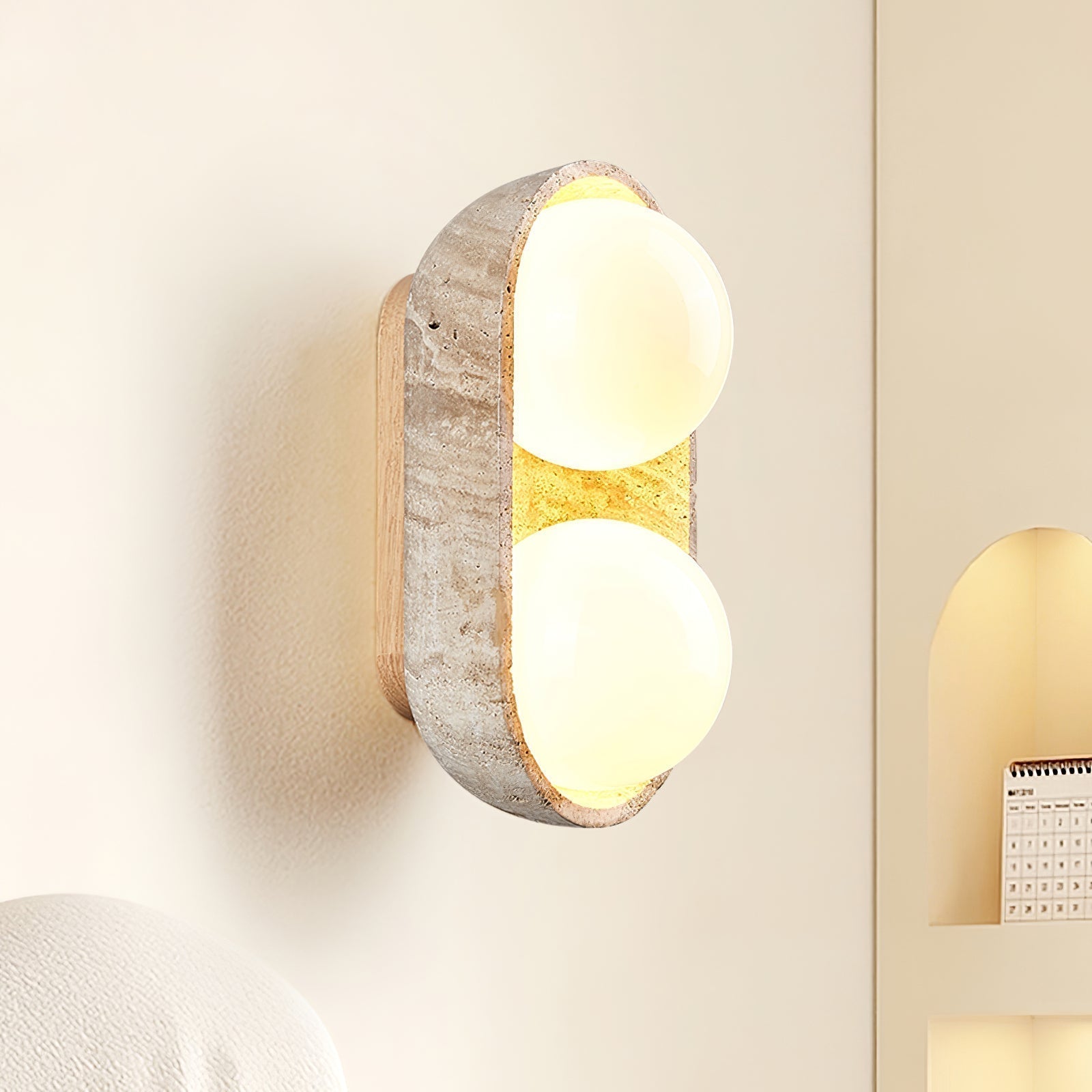 Trio Applique Murale Globe en Travertin - Neutralighting