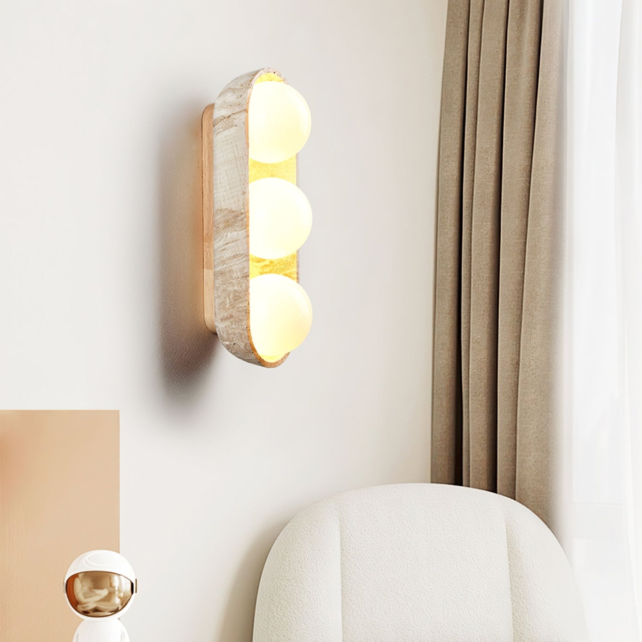 Trio Applique Murale Globe en Travertin - Neutralighting