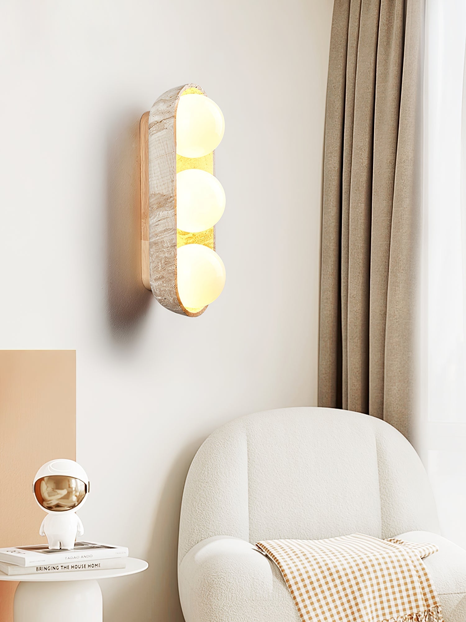 Trio Applique Murale Globe en Travertin - Neutralighting