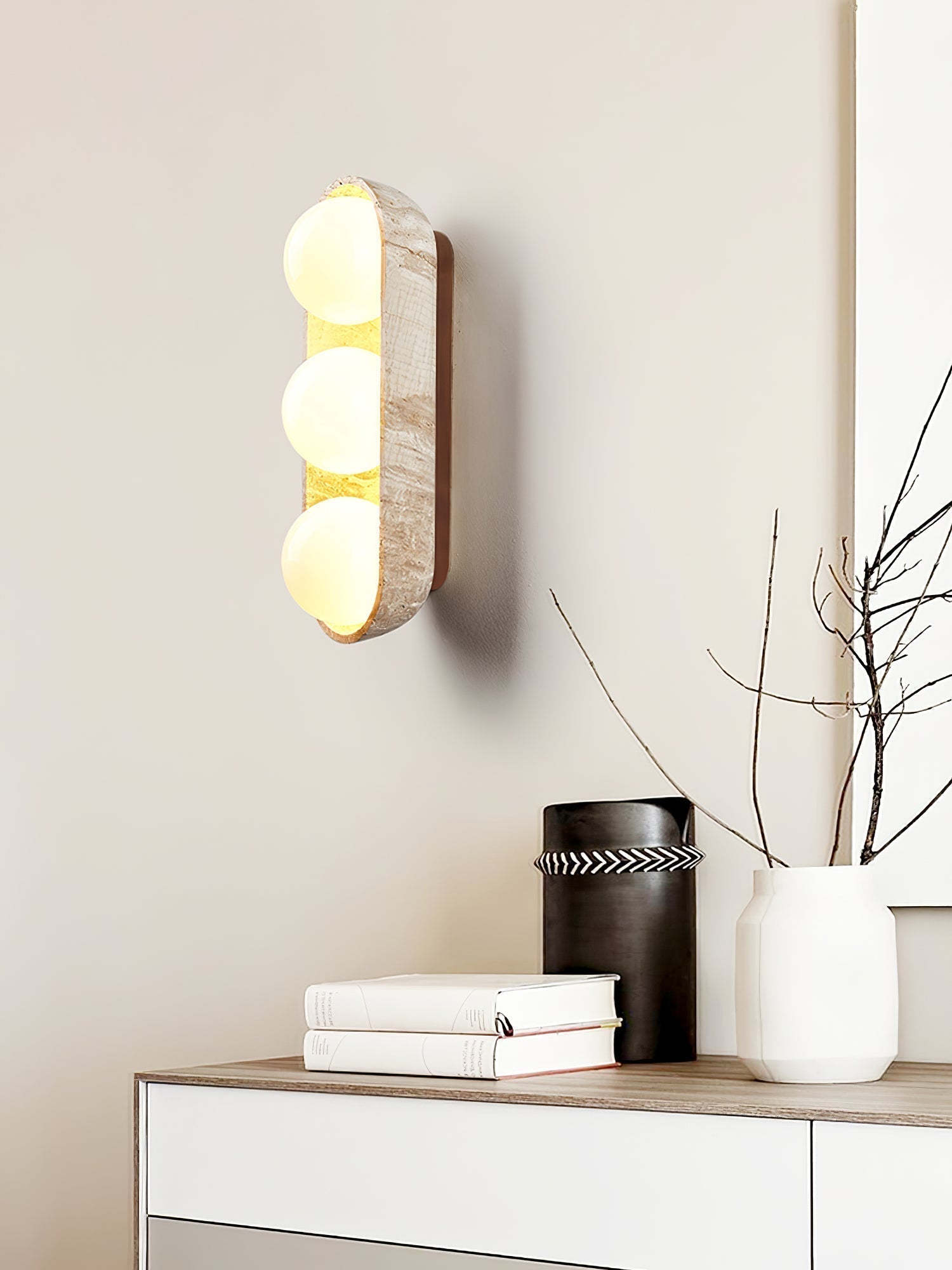 Trio Applique Murale Globe en Travertin - Neutralighting