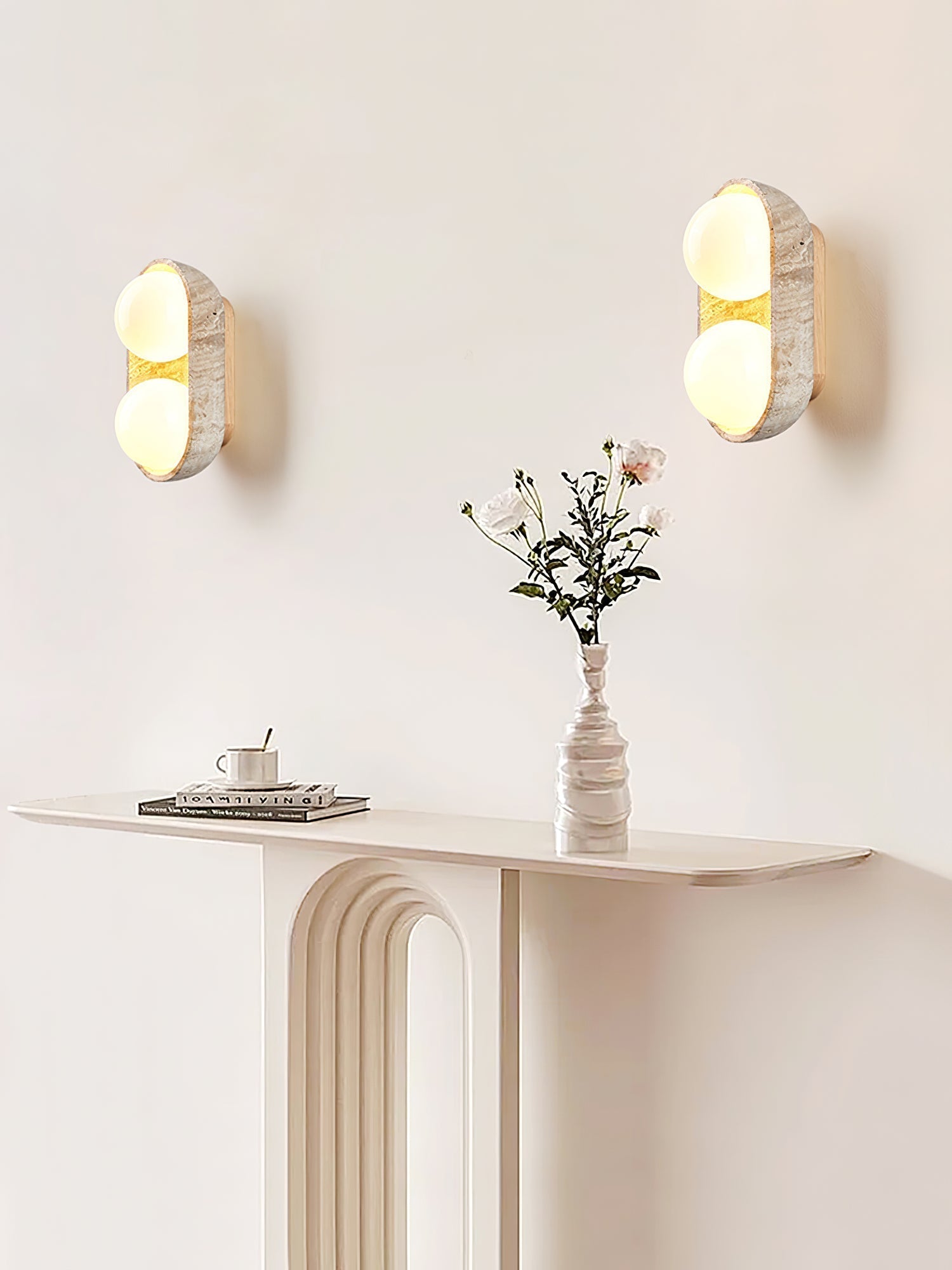 Trio Applique Murale Globe en Travertin - Neutralighting