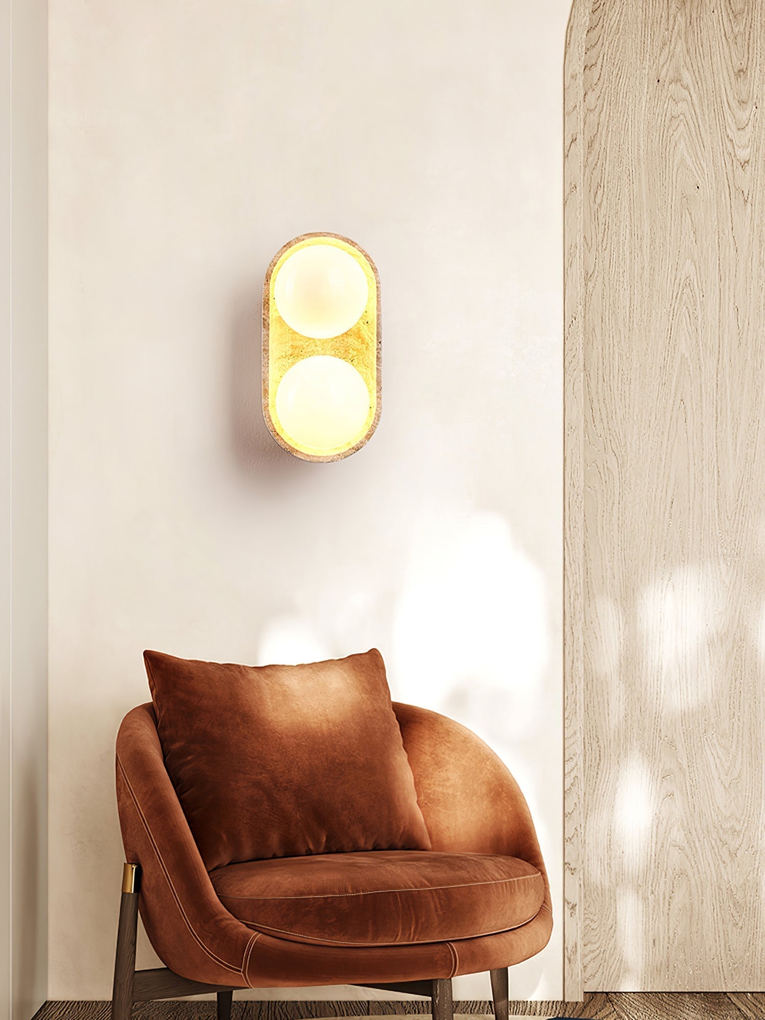 Trio Applique Murale Globe en Travertin - Neutralighting