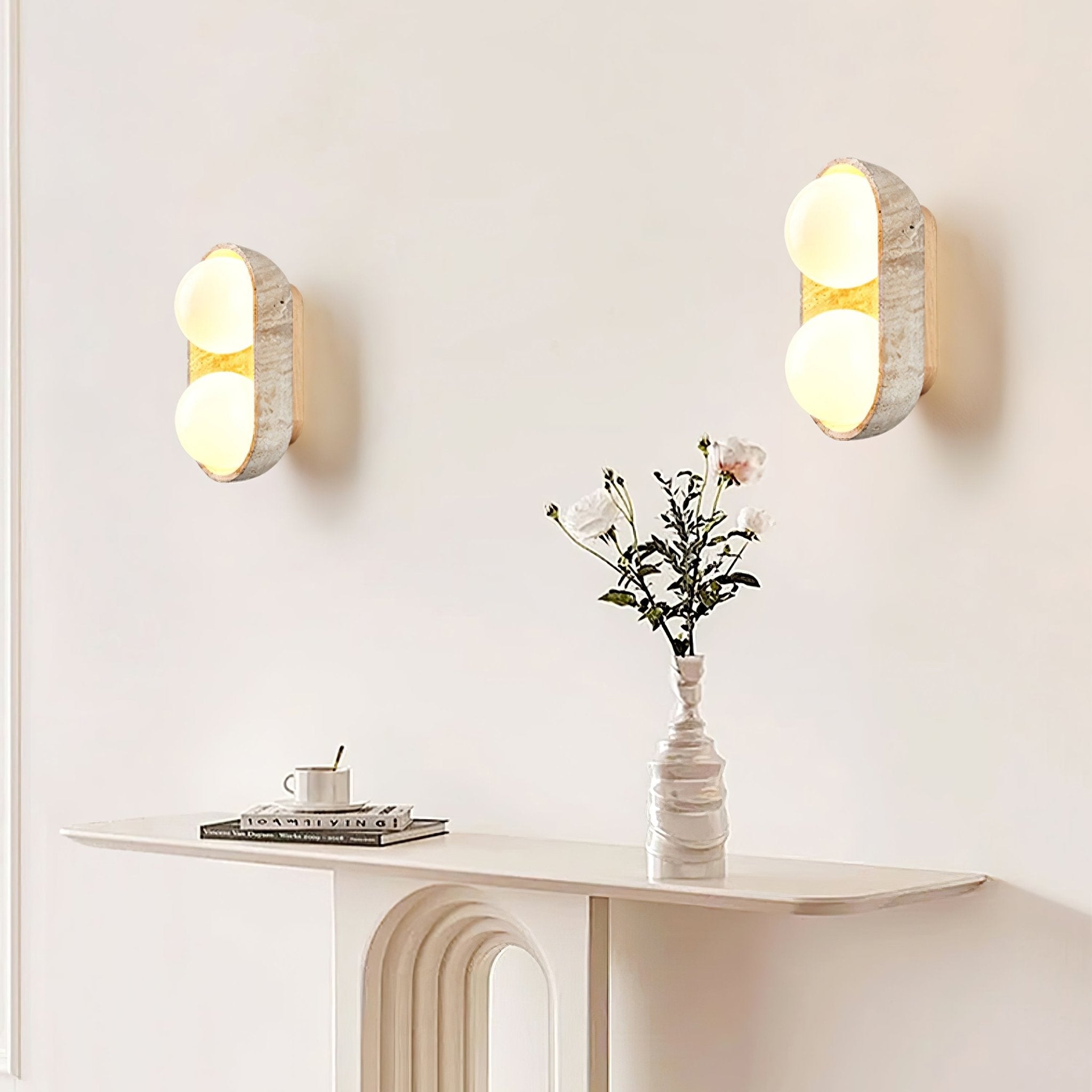 Trio Applique Murale Globe en Travertin - Neutralighting