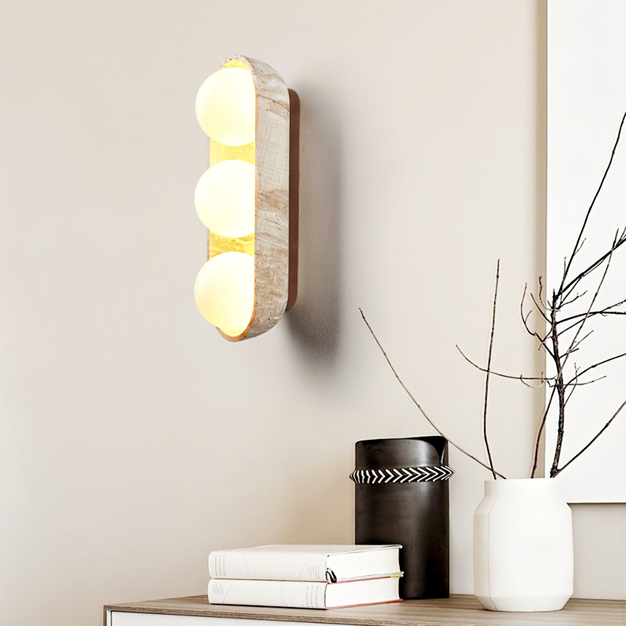 Trio Applique Murale Globe en Travertin - Neutralighting