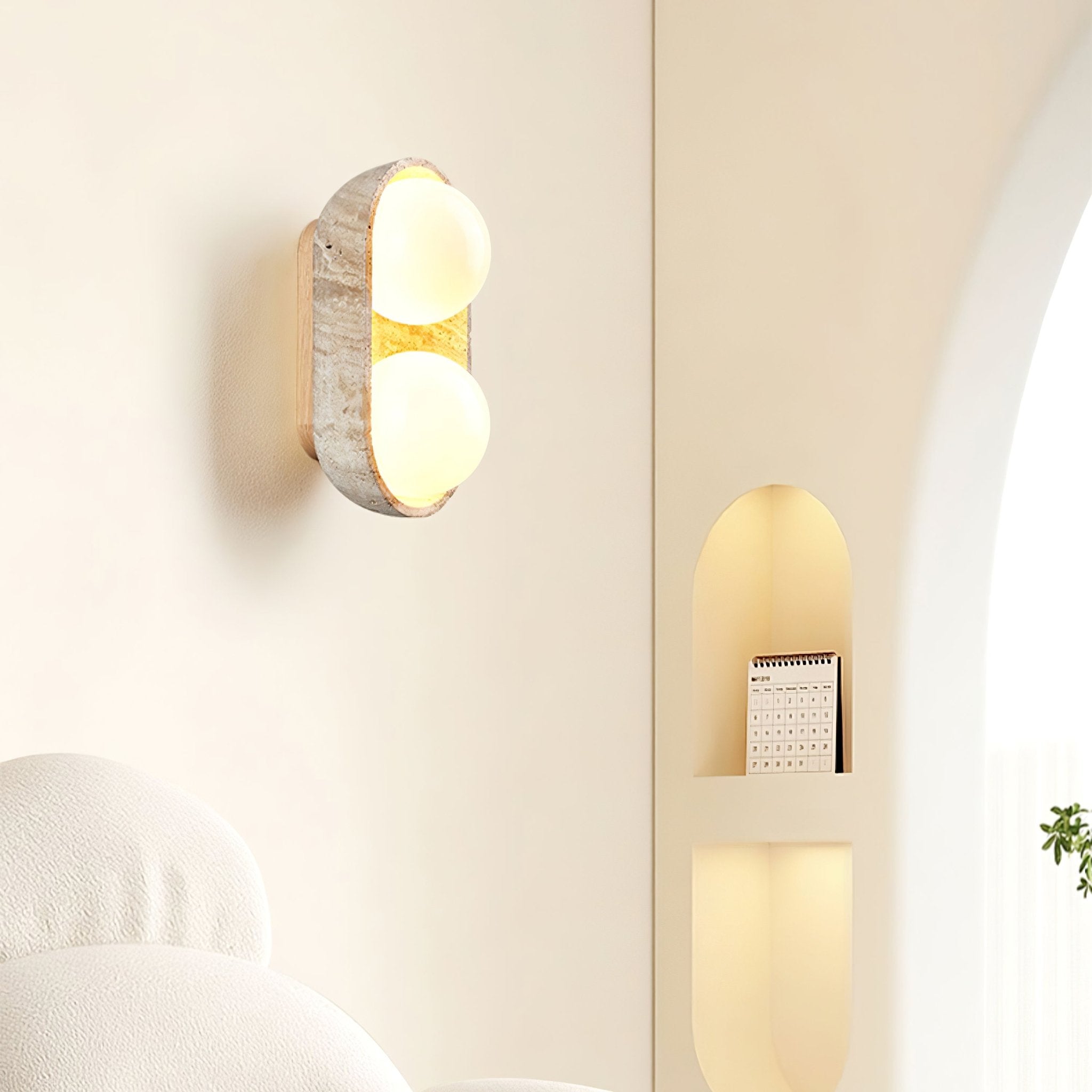 Trio Applique Murale Globe en Travertin - Neutralighting