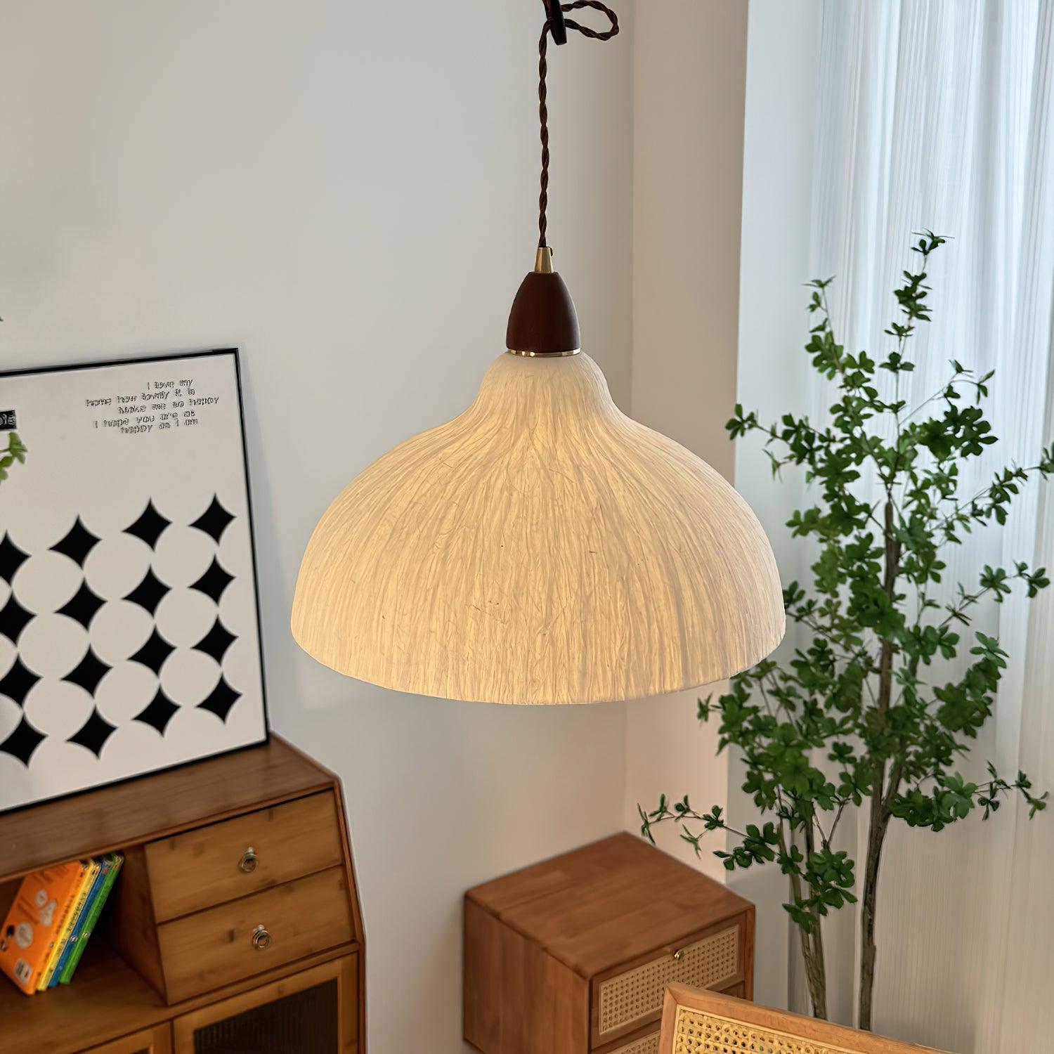 Vellara Papier & Bois Pendentif Lampe - Neutralighting