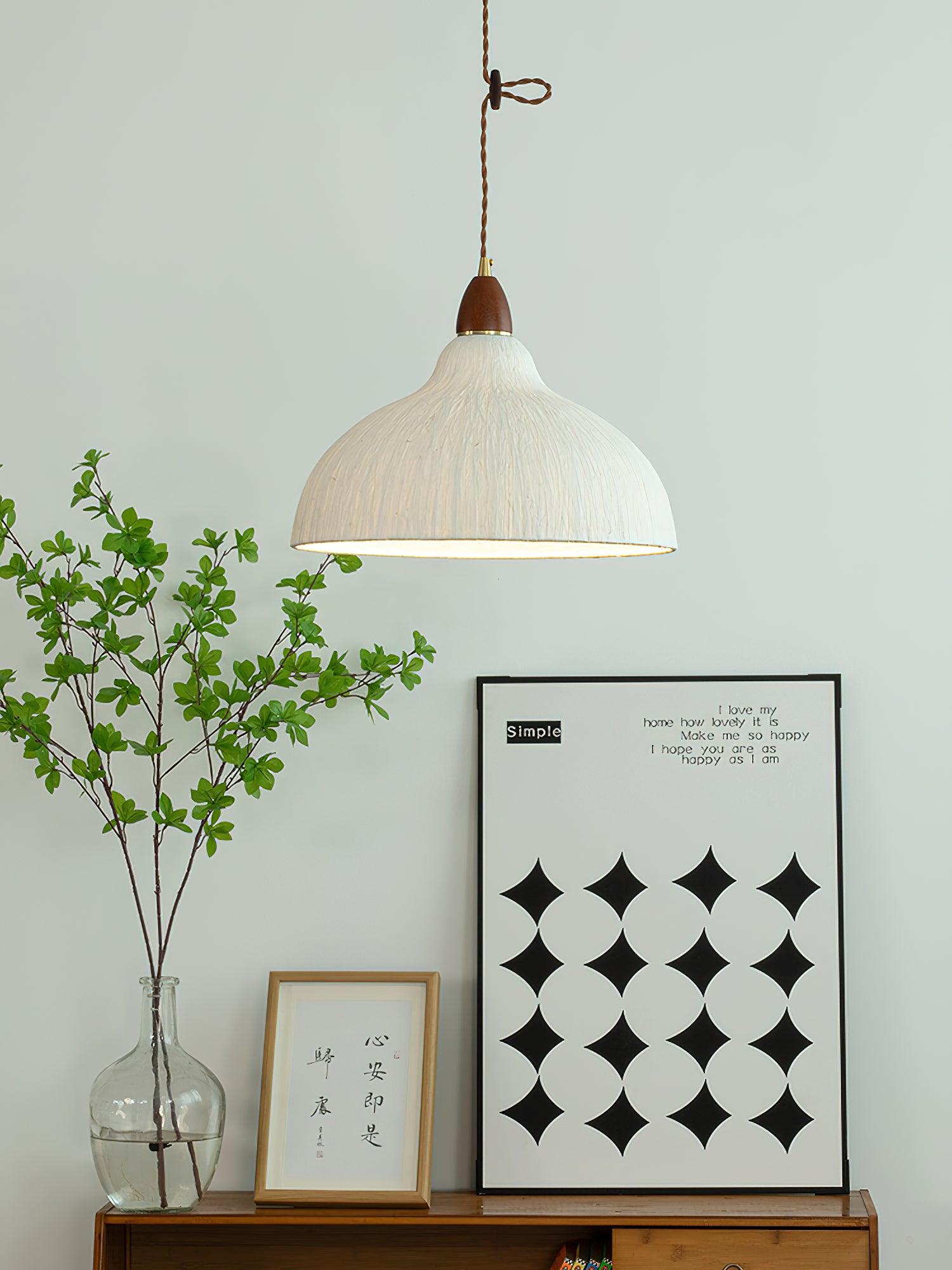 Vellara Papier & Bois Pendentif Lampe - Neutralighting