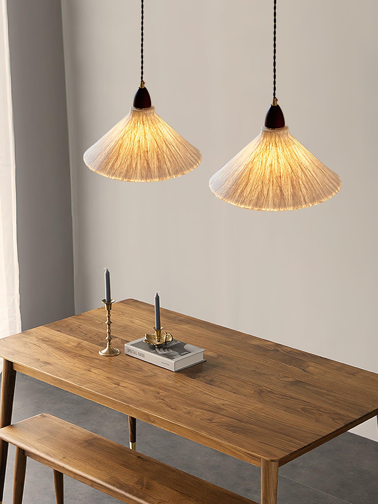 Vellara Papier & Bois Pendentif Lampe - Neutralighting