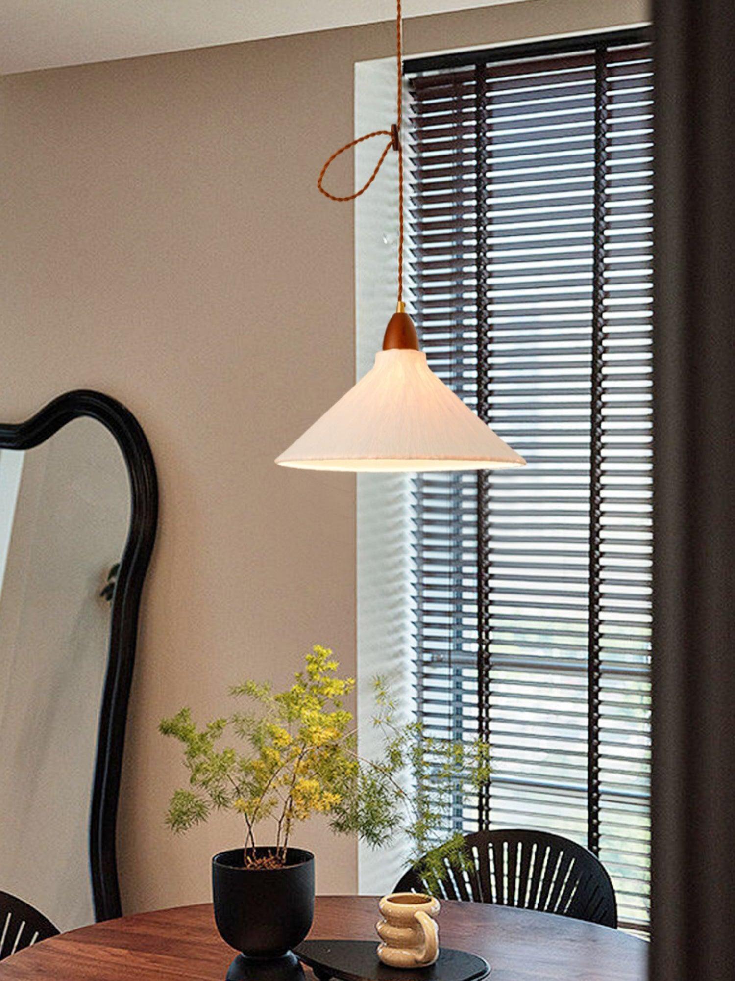 Vellara Papier & Bois Pendentif Lampe - Neutralighting