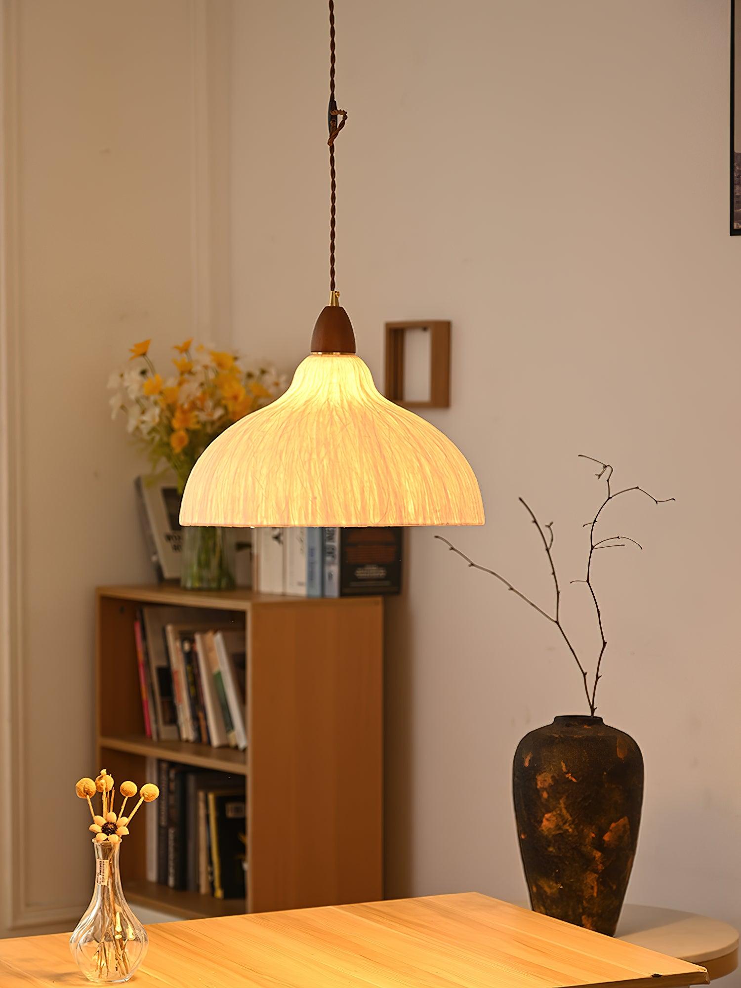 Vellara Papier & Bois Pendentif Lampe - Neutralighting