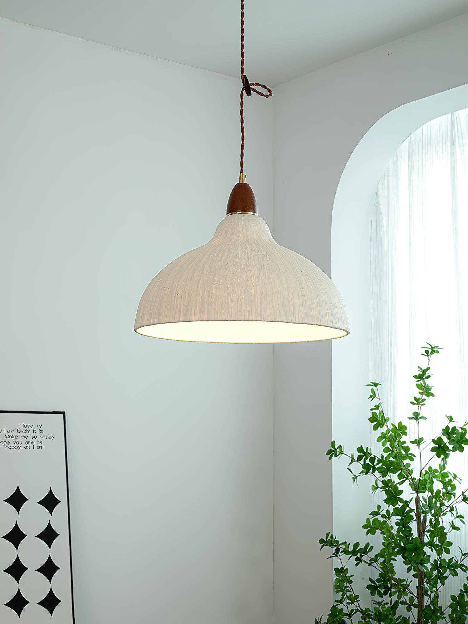 Vellara Papier & Bois Pendentif Lampe - Neutralighting