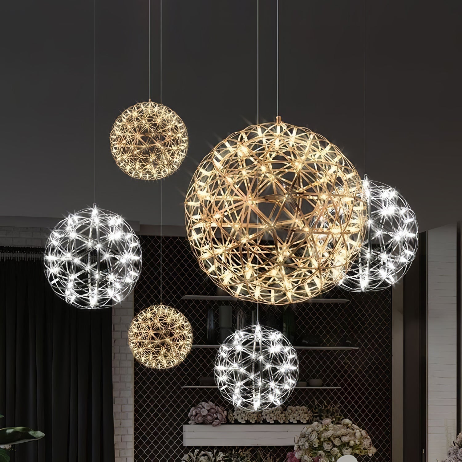 Ivthayra Lampe Pendante Boule Dorée de Luxe Postmoderne - Neutralighting
