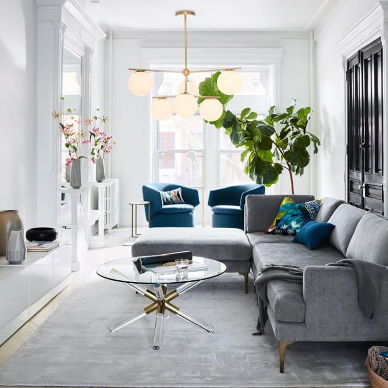 Lustra Chandelier Sphère & Tige Moderne Or LED - Neutralighting