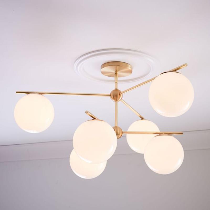 Lustra Chandelier Sphère & Tige Moderne Or LED - Neutralighting