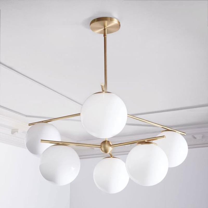 Lustra Chandelier Sphère & Tige Moderne Or LED - Neutralighting