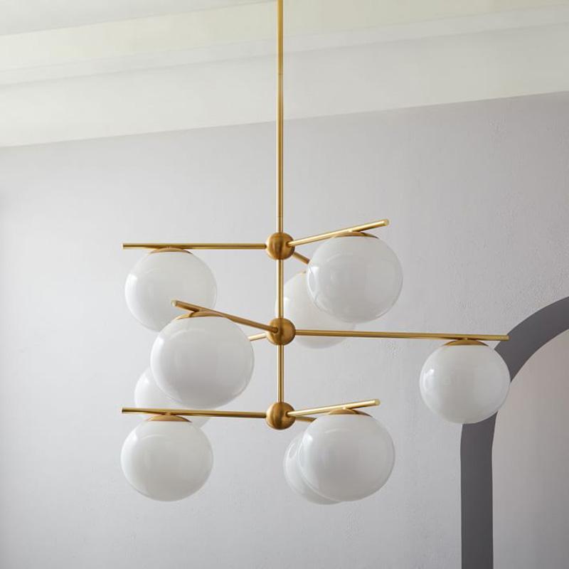 Lustra Chandelier Sphère & Tige Moderne Or LED - Neutralighting