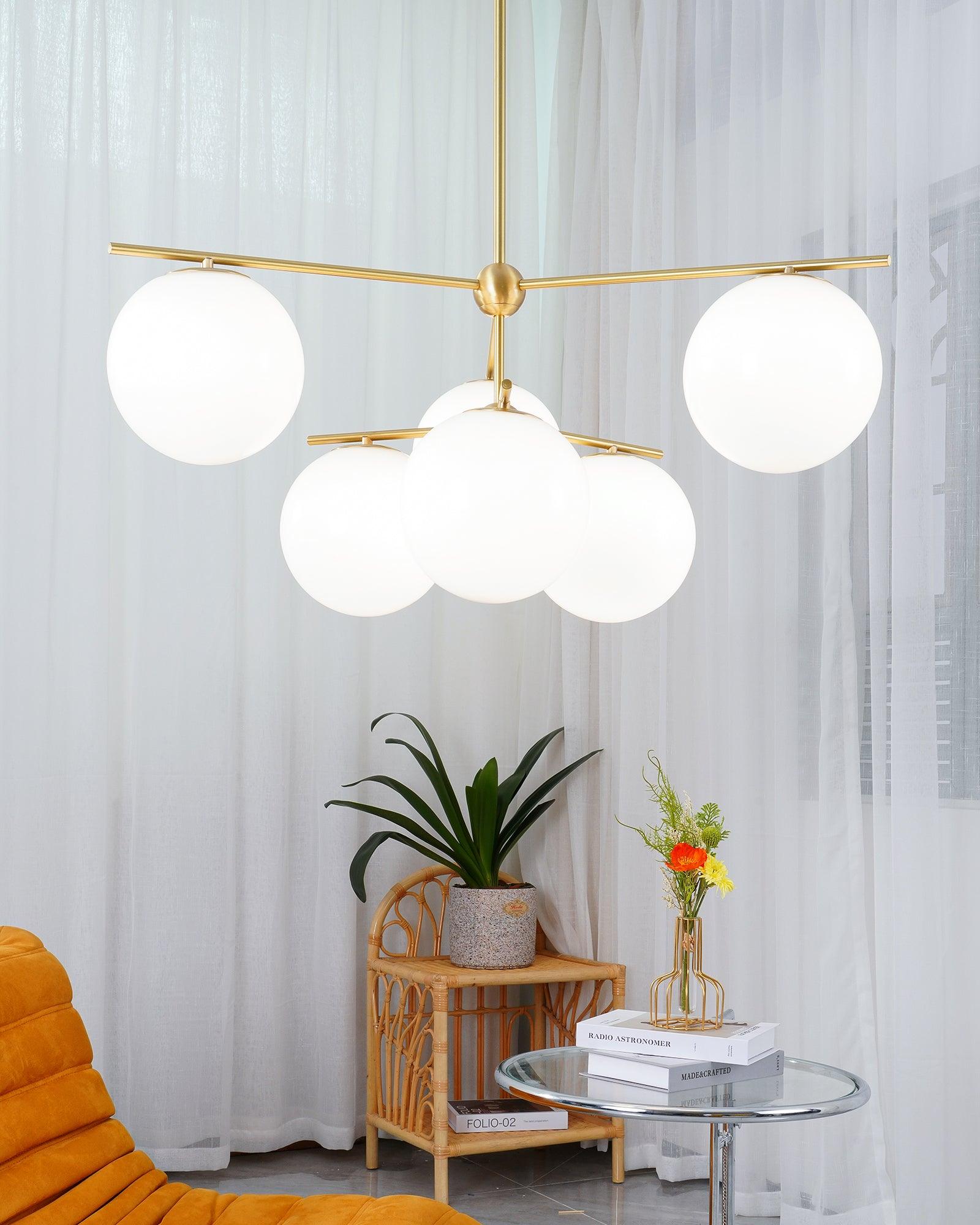 Lustra Chandelier Sphère & Tige Moderne Or LED - Neutralighting
