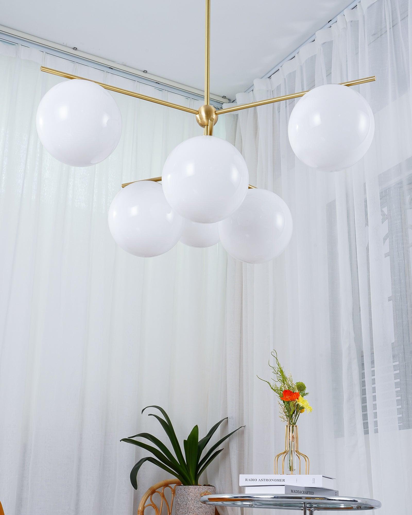 Lustra Chandelier Sphère & Tige Moderne Or LED - Neutralighting