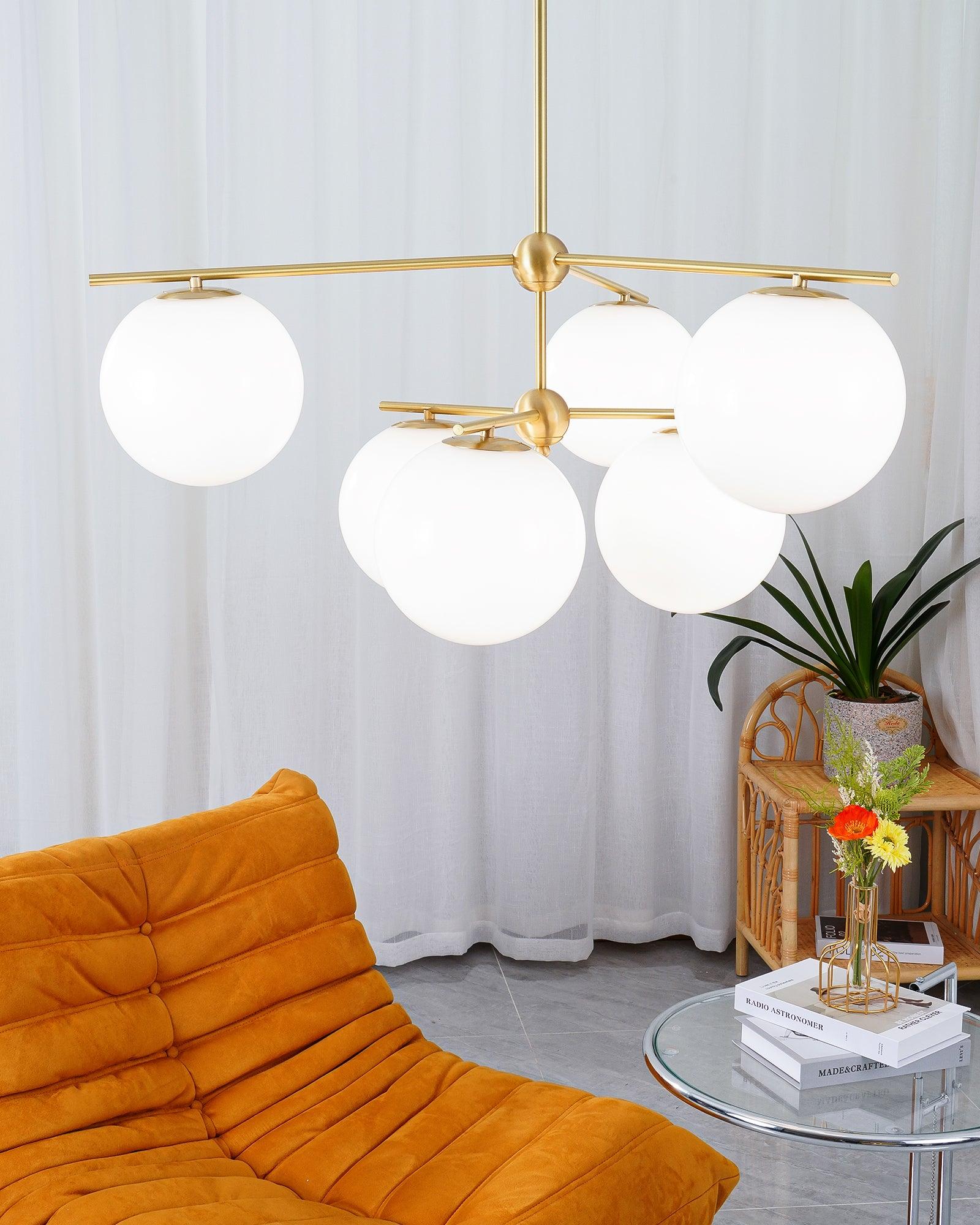 Lustra Chandelier Sphère & Tige Moderne Or LED - Neutralighting