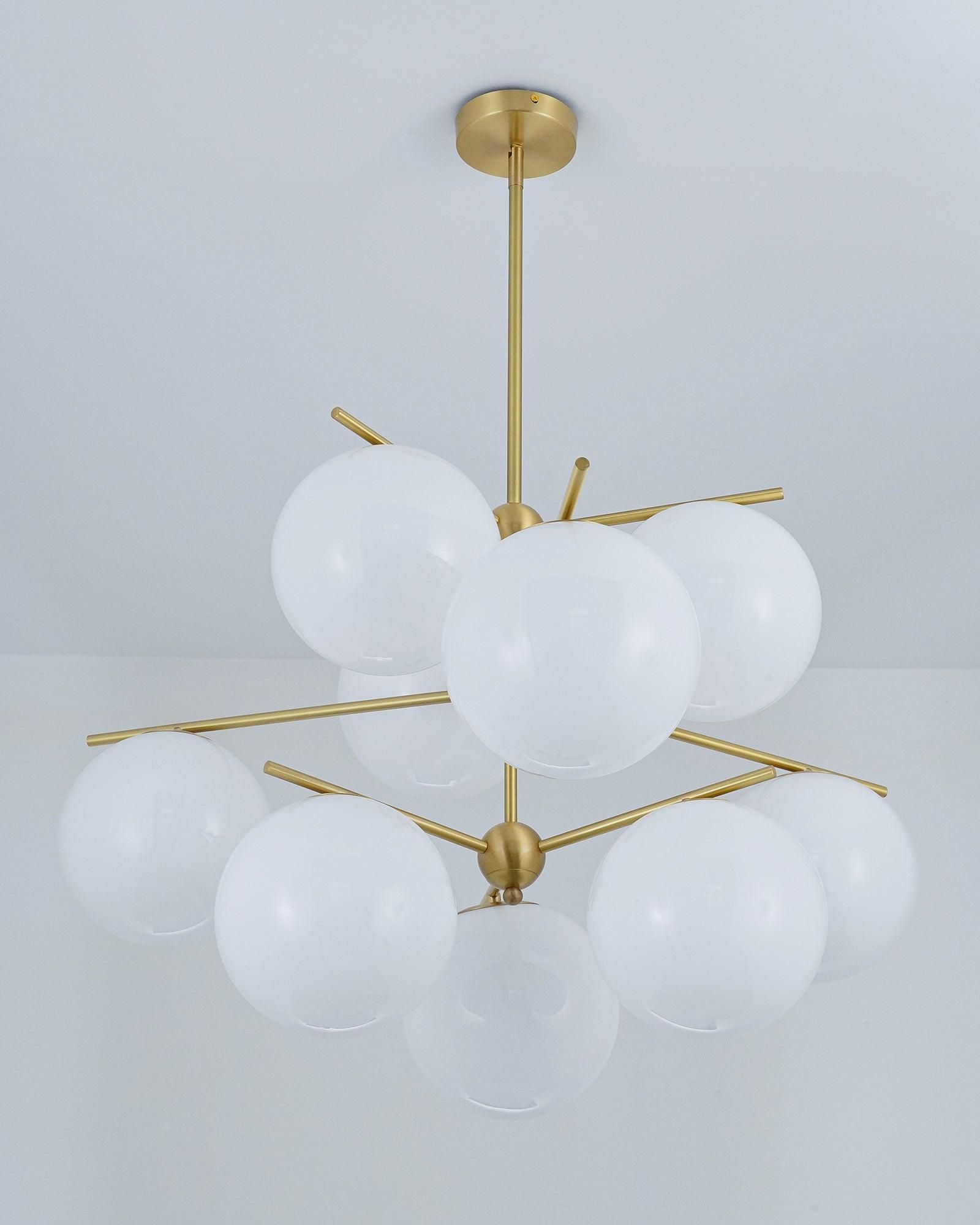 Lustra Chandelier Sphère & Tige Moderne Or LED - Neutralighting