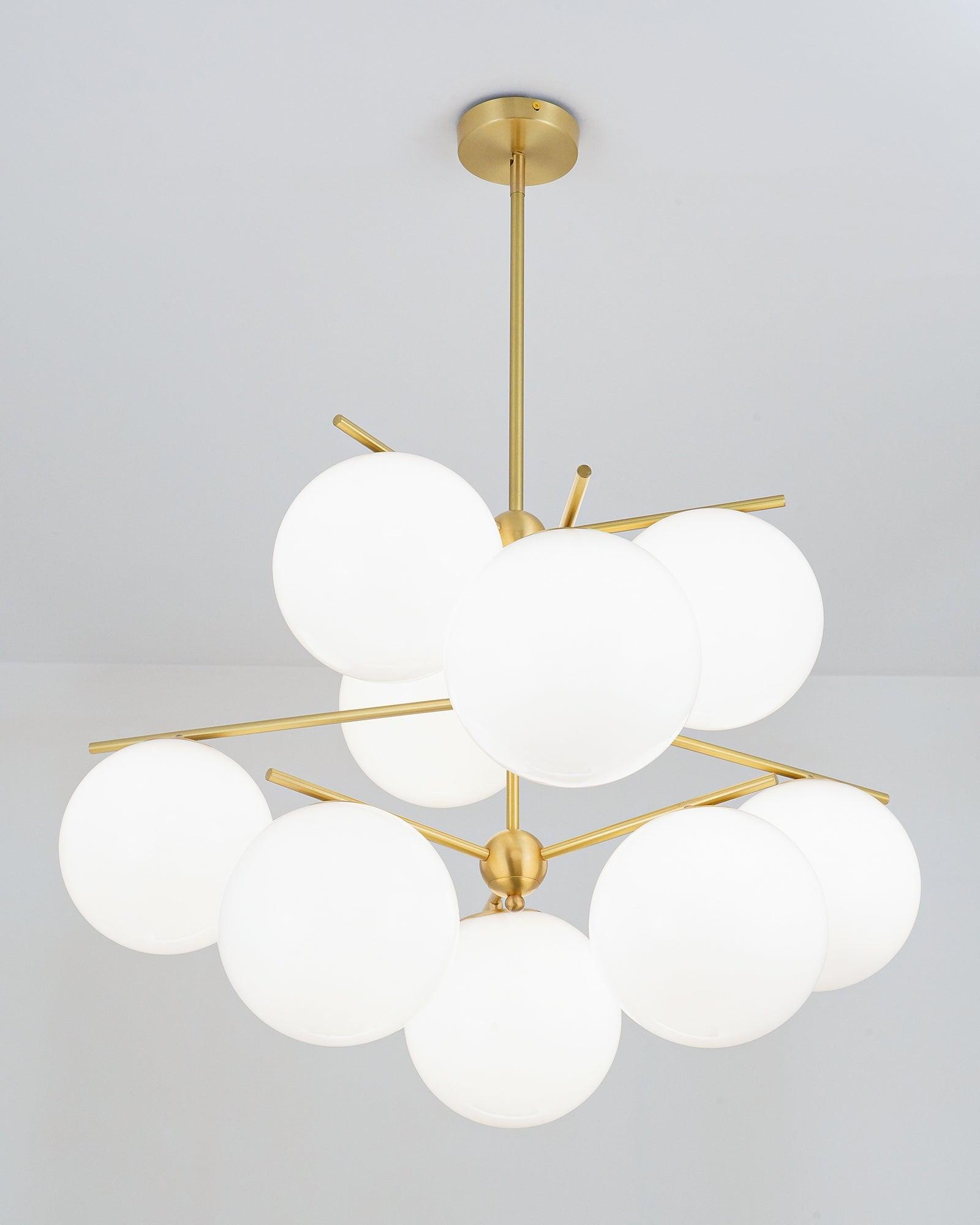 Lustra Chandelier Sphère & Tige Moderne Or LED - Neutralighting