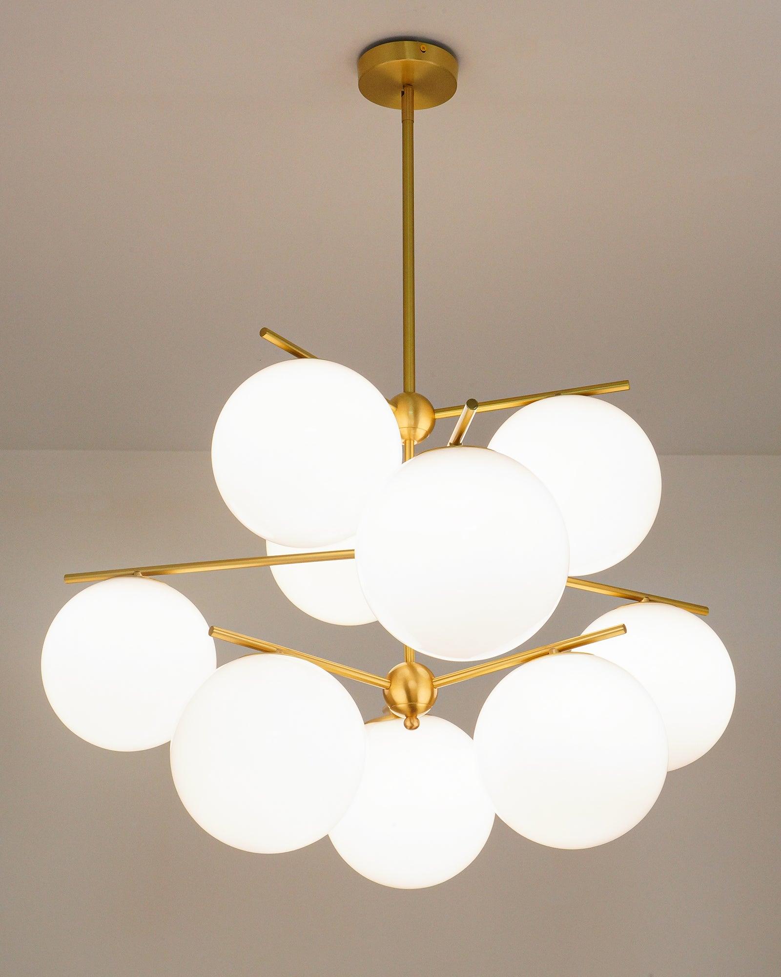 Lustra Chandelier Sphère & Tige Moderne Or LED - Neutralighting