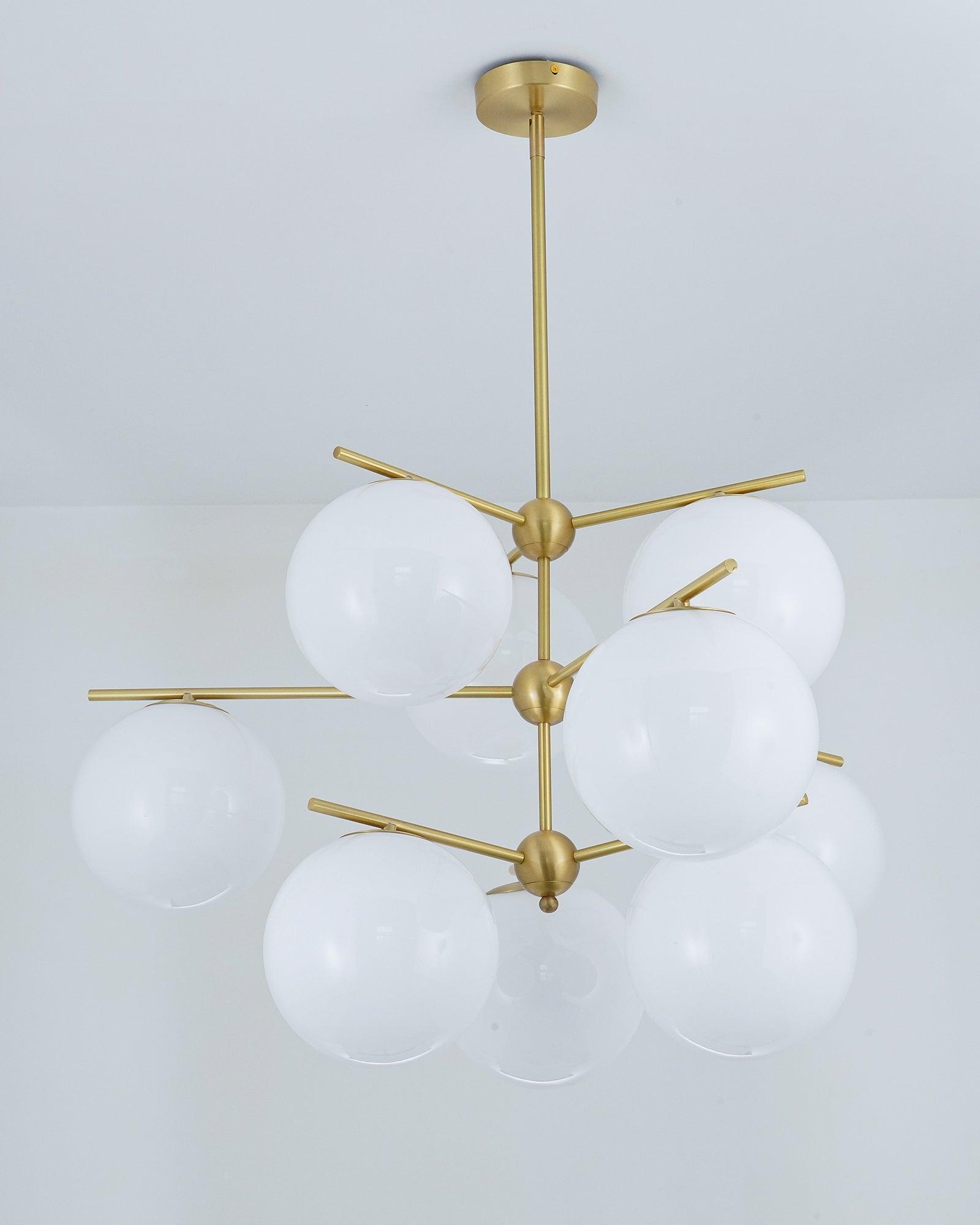 Lustra Chandelier Sphère & Tige Moderne Or LED - Neutralighting