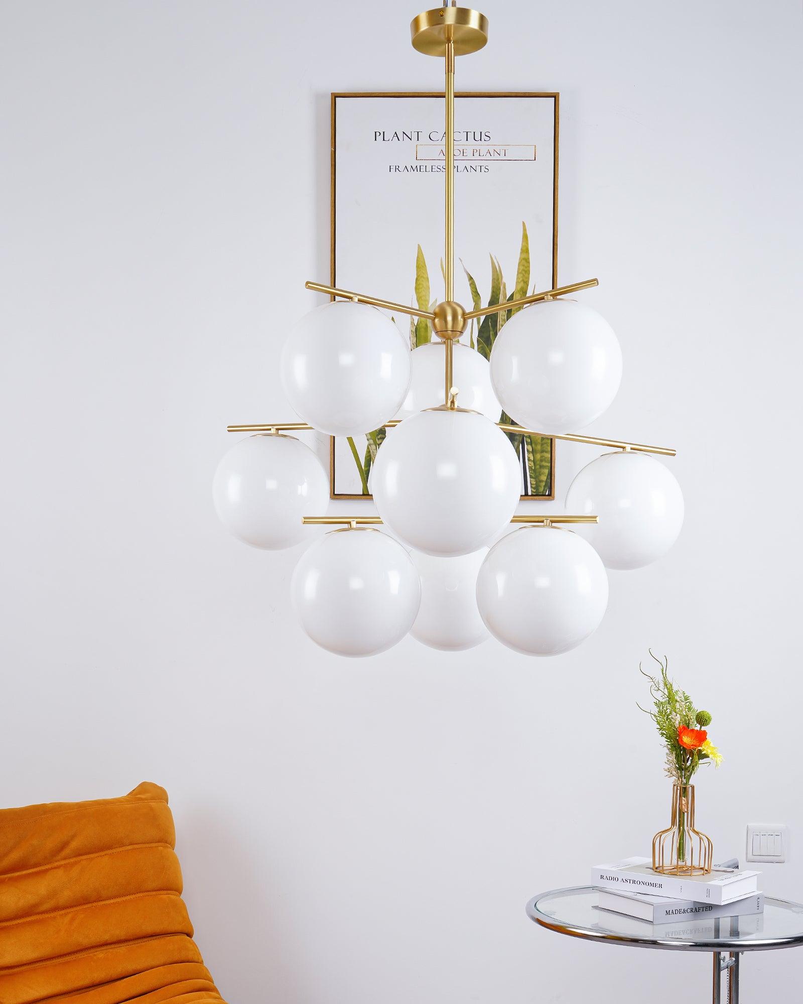 Lustra Chandelier Sphère & Tige Moderne Or LED - Neutralighting
