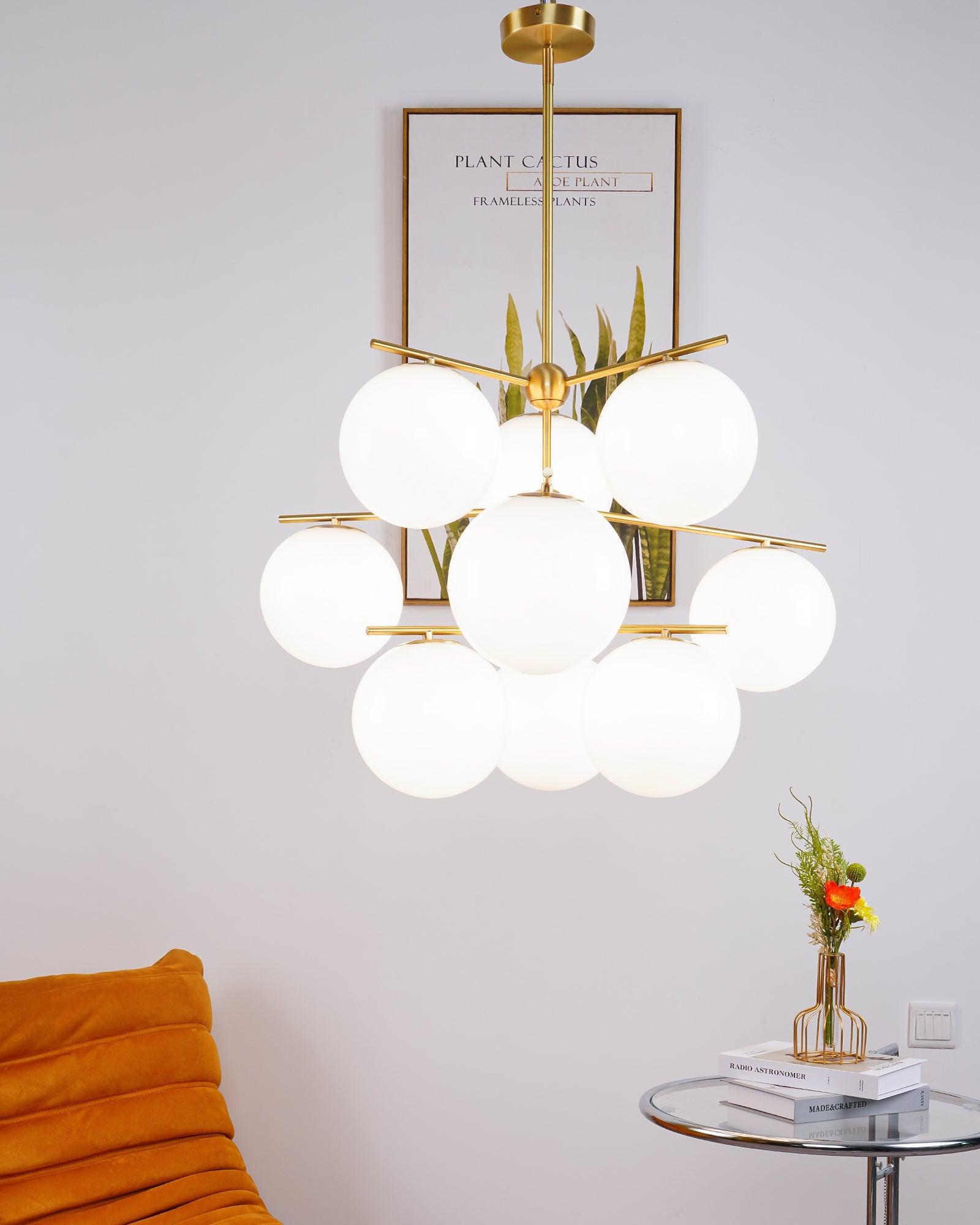 Lustra Chandelier Sphère & Tige Moderne Or LED - Neutralighting