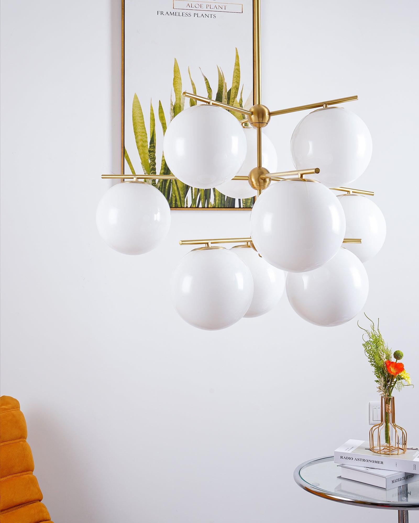 Lustra Chandelier Sphère & Tige Moderne Or LED - Neutralighting
